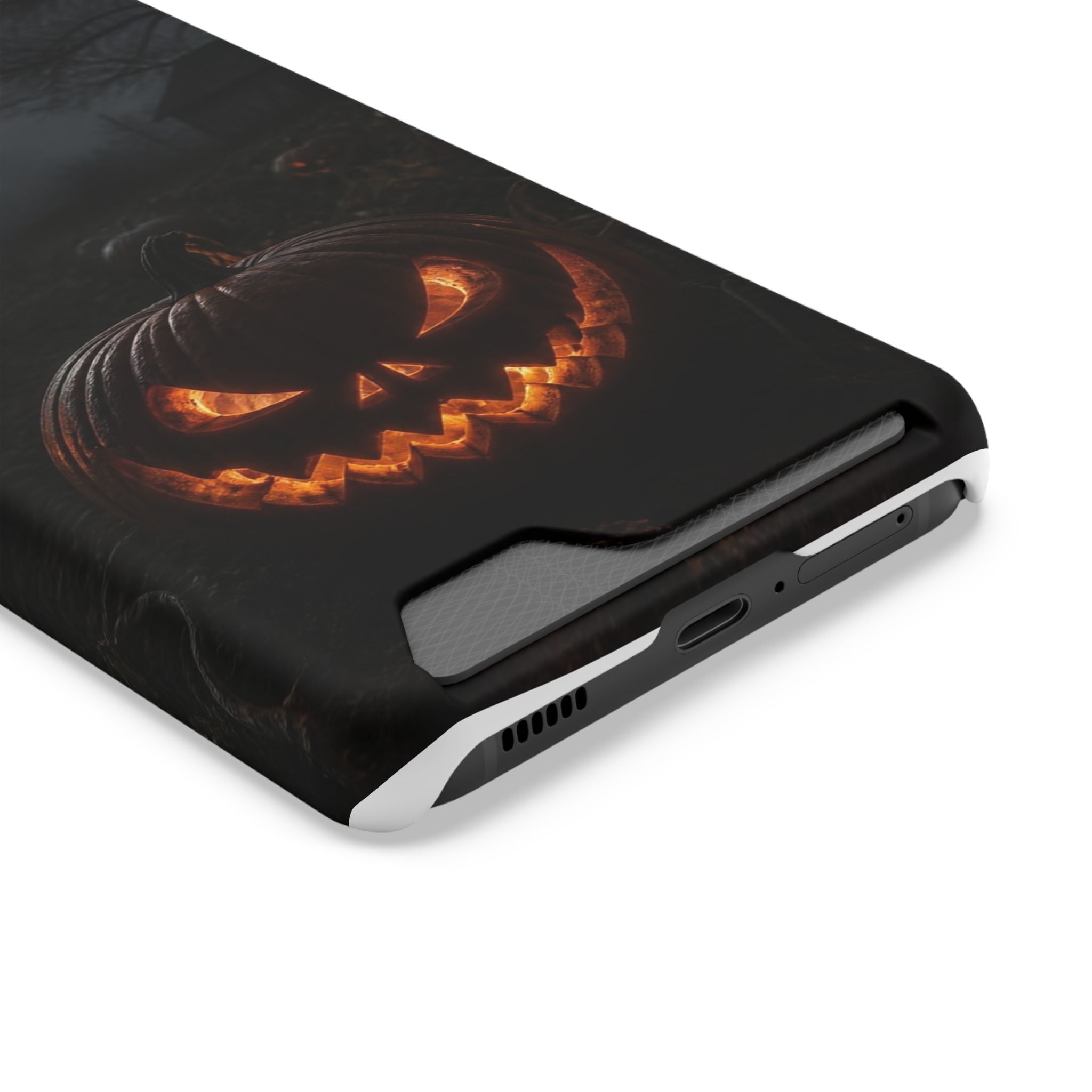 Jack-O'-Lantern Halloween Phone Card Case — Spooky Pumpkin Wallet Phone Case