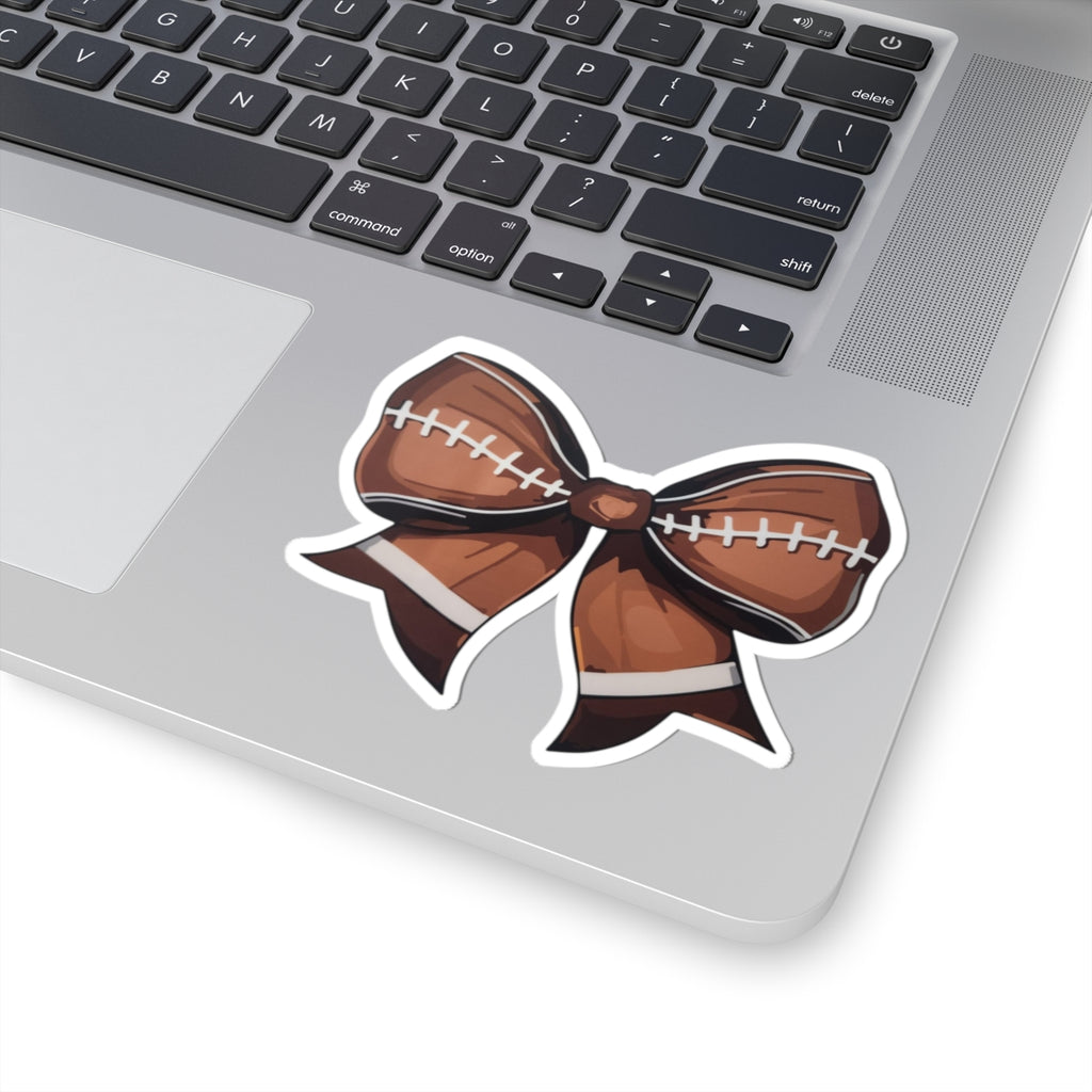 Football Bow Sticker — Kiss-Cut Sports Bow Decal for Laptops & Water Bottles
