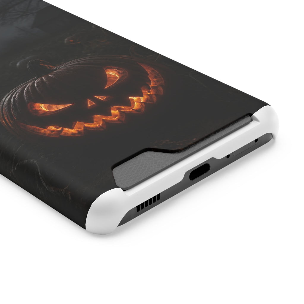 Jack-O'-Lantern Halloween Phone Card Case — Spooky Pumpkin Wallet Phone Case