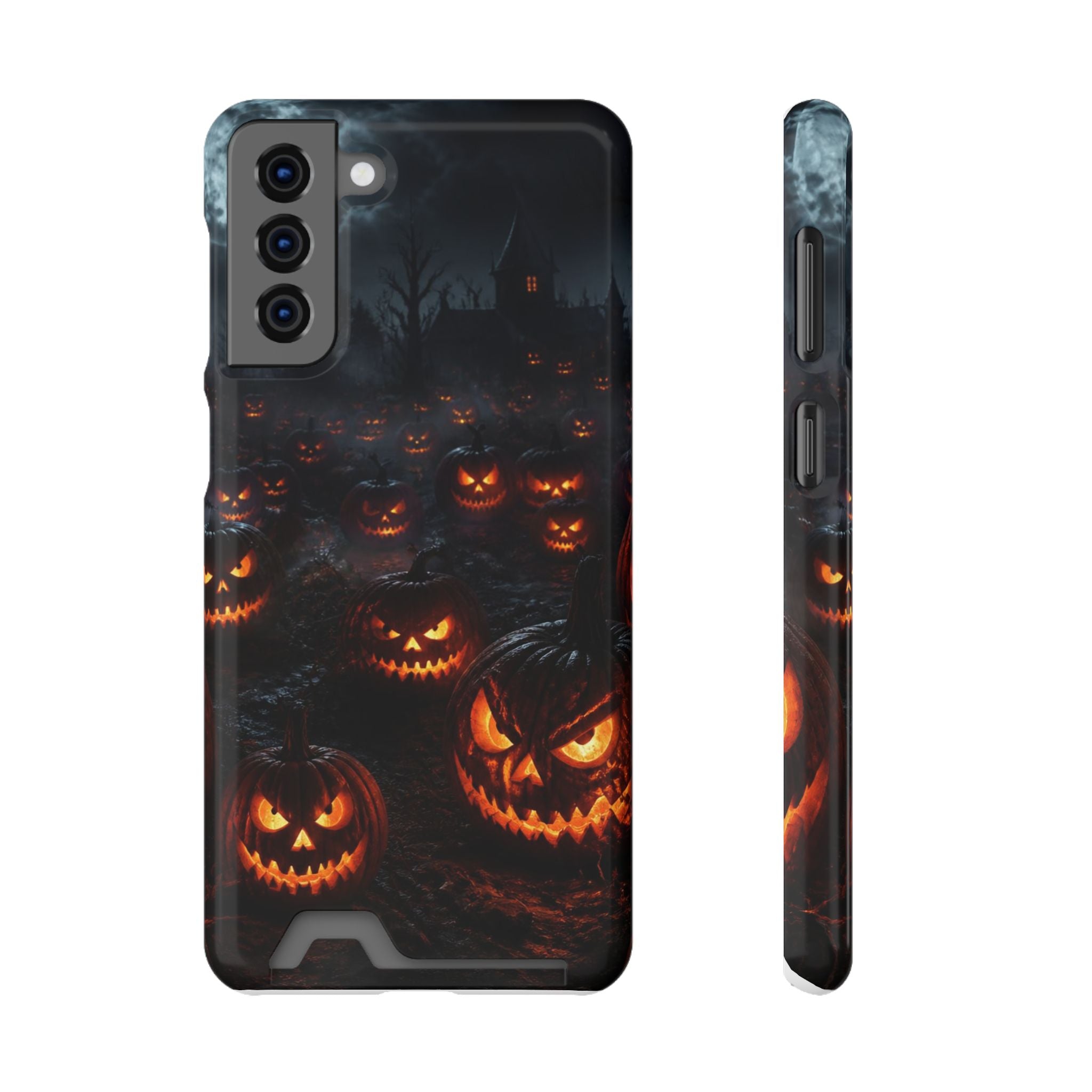 Halloween Jack-o'-Lantern Phone Card Case — Spooky Pumpkin Wallet Case