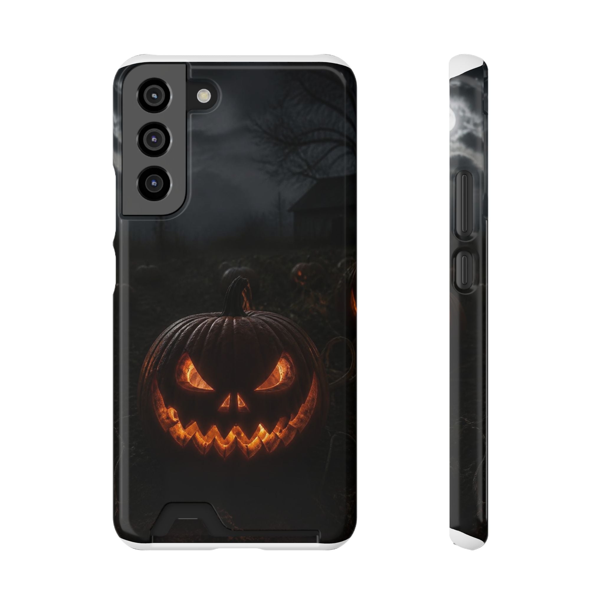 Jack-O'-Lantern Halloween Phone Card Case — Spooky Pumpkin Wallet Phone Case