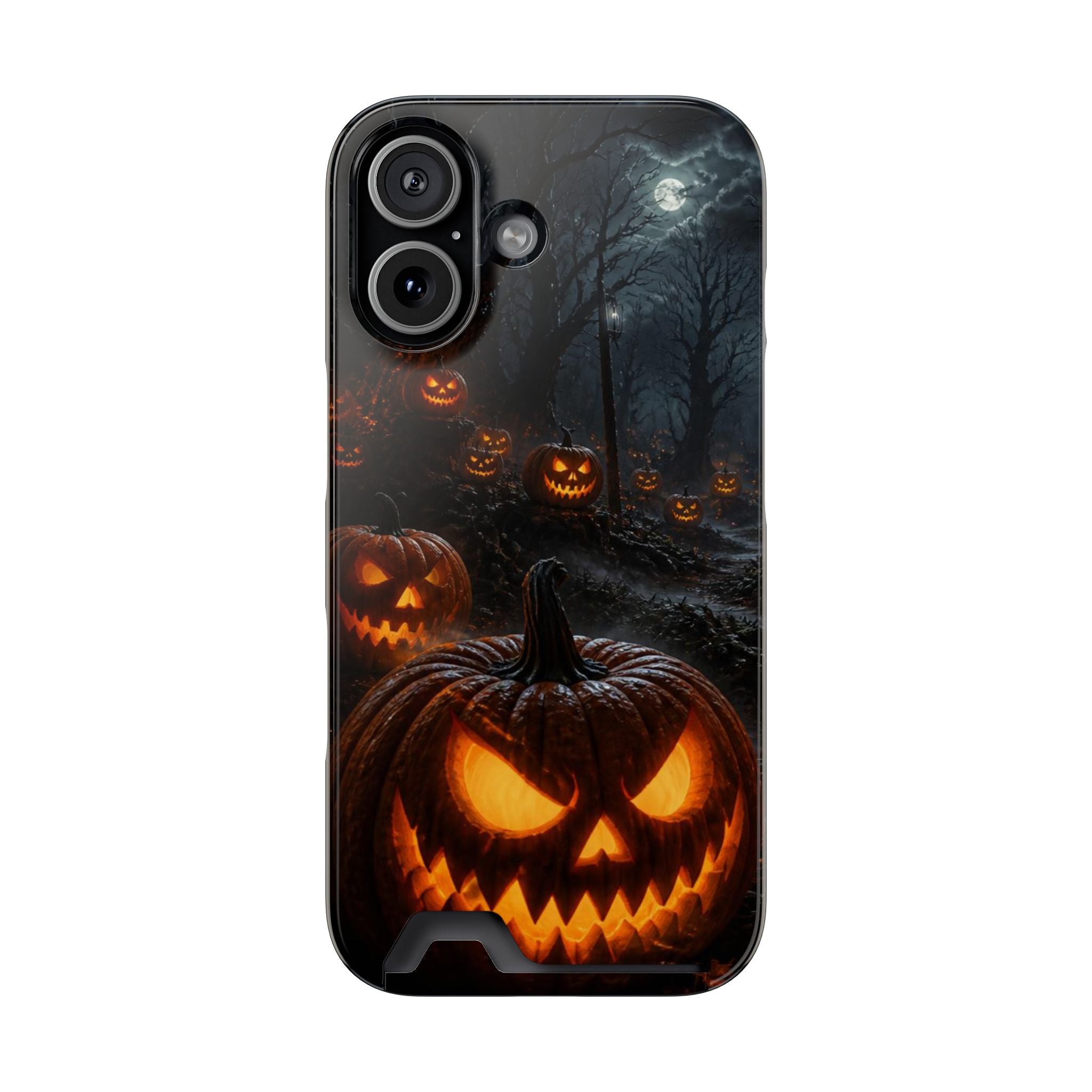 Halloween Jack-O'-Lantern Phone Card Case — Spooky Pumpkin Wallet Phone Case