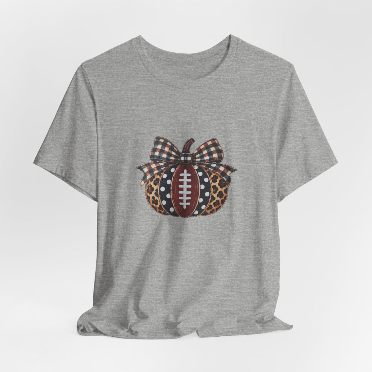 Football Pumpkin Tee — Leopard & Buffalo Plaid Bow Fall Football Shirt