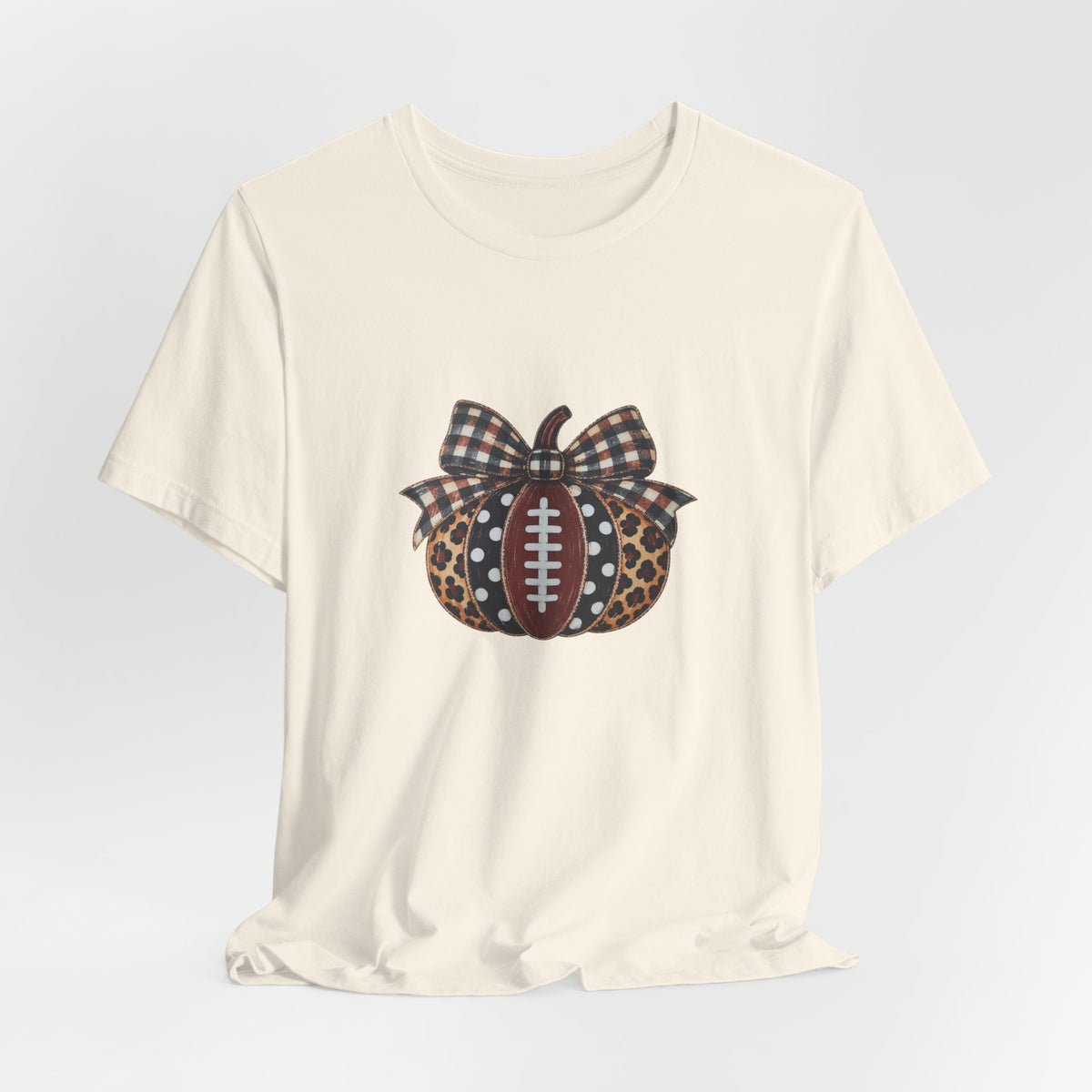Football Pumpkin Tee — Leopard & Buffalo Plaid Bow Fall Football Shirt