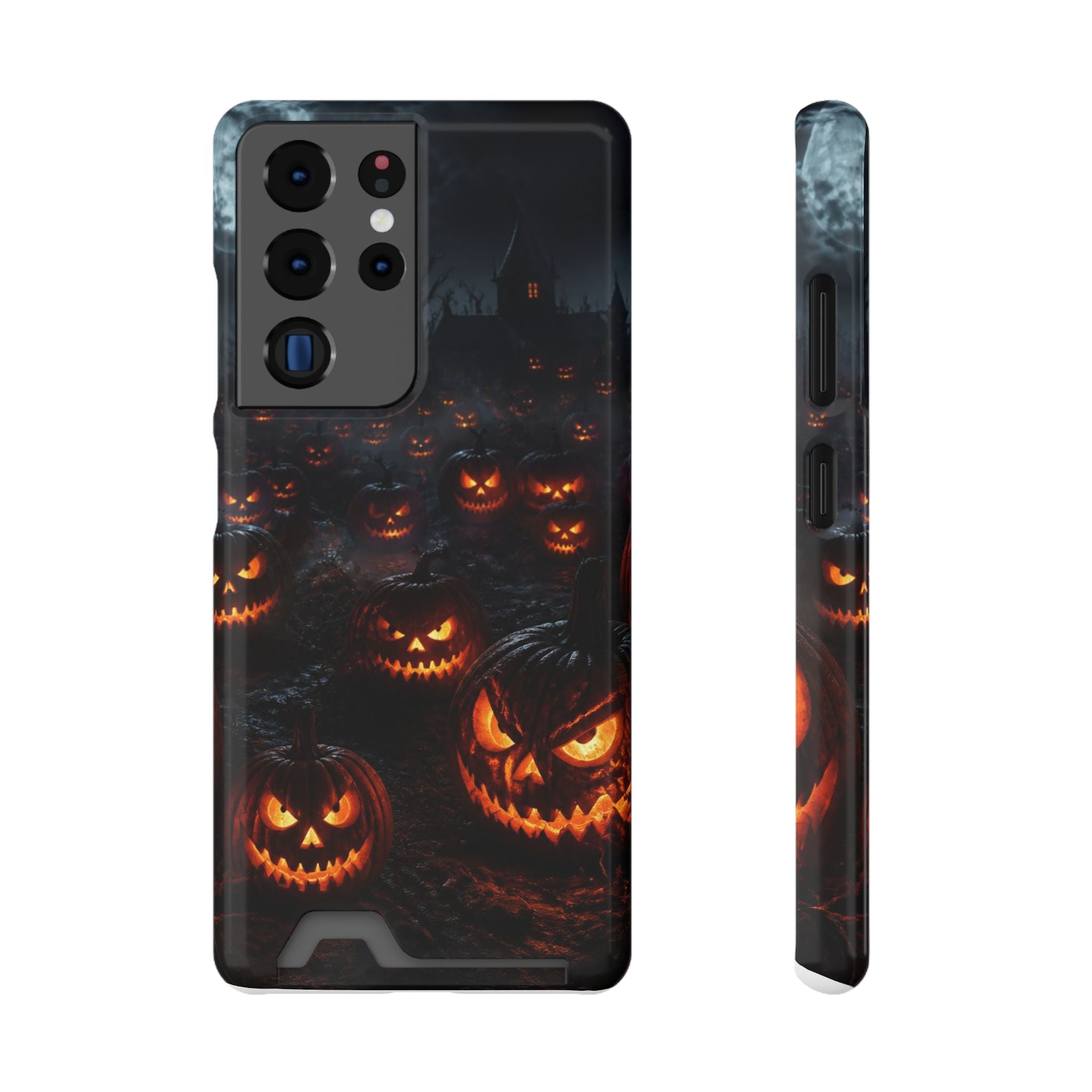 Halloween Jack-o'-Lantern Phone Card Case — Spooky Pumpkin Wallet Case