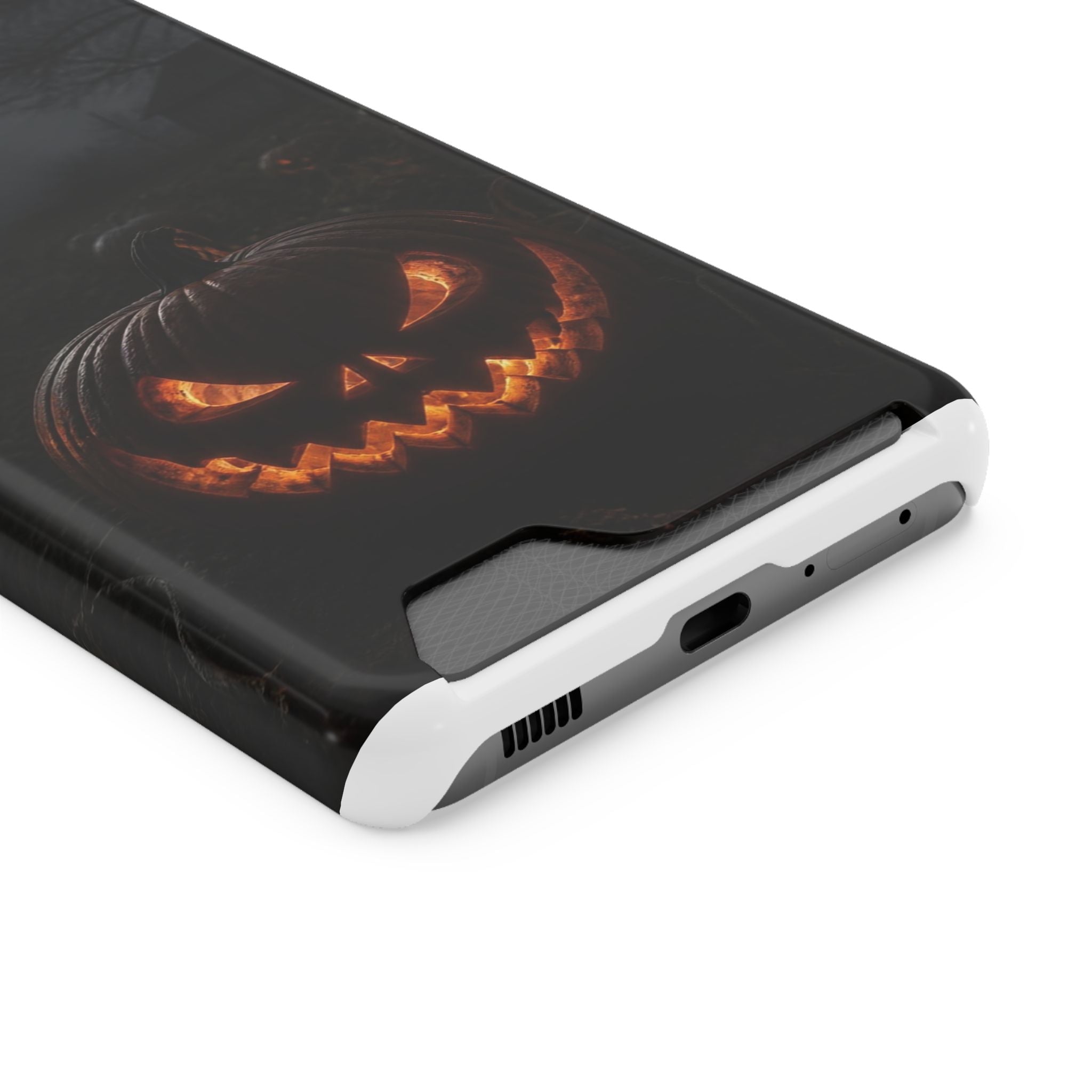 Jack-O'-Lantern Halloween Phone Card Case — Spooky Pumpkin Wallet Phone Case