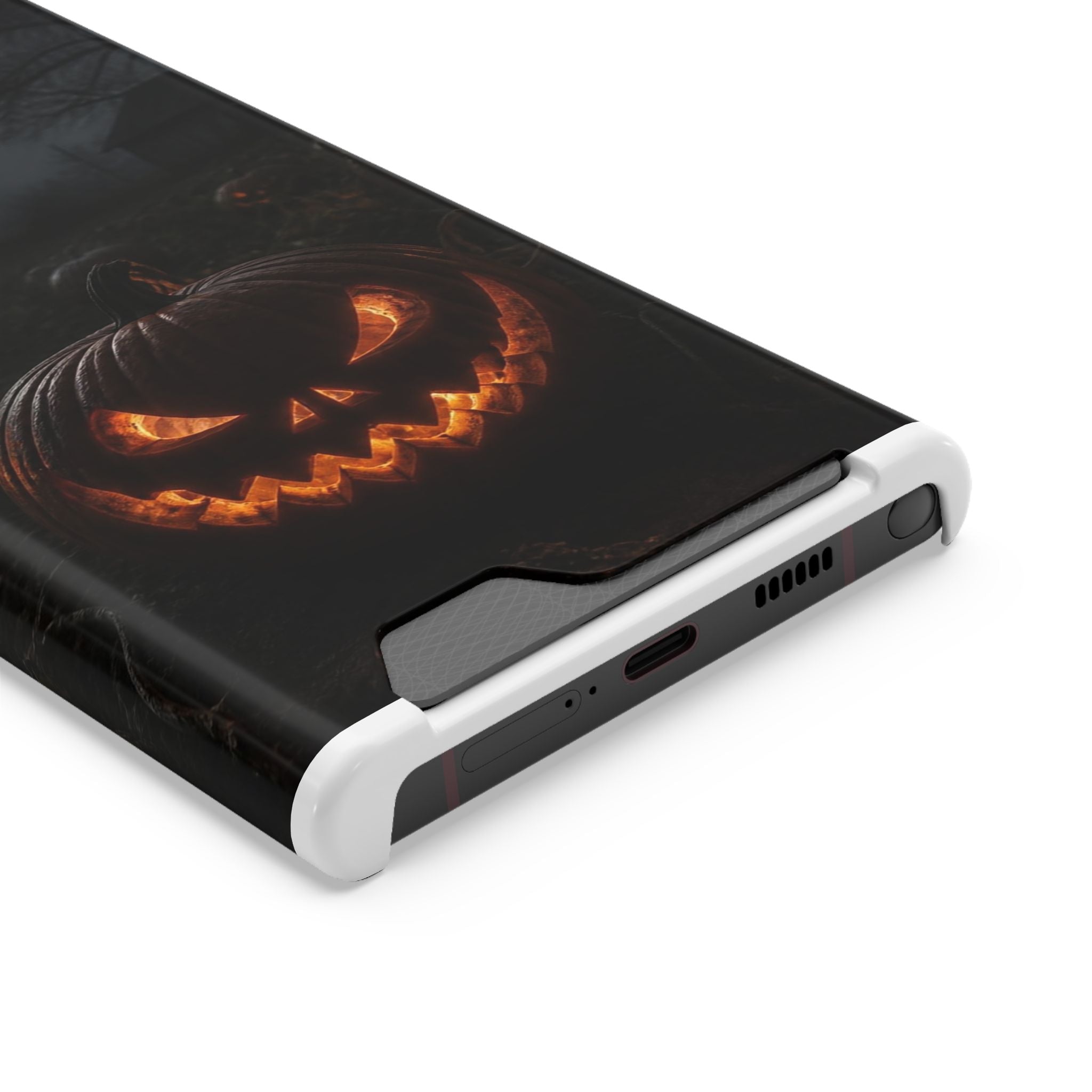 Jack-O'-Lantern Halloween Phone Card Case — Spooky Pumpkin Wallet Phone Case