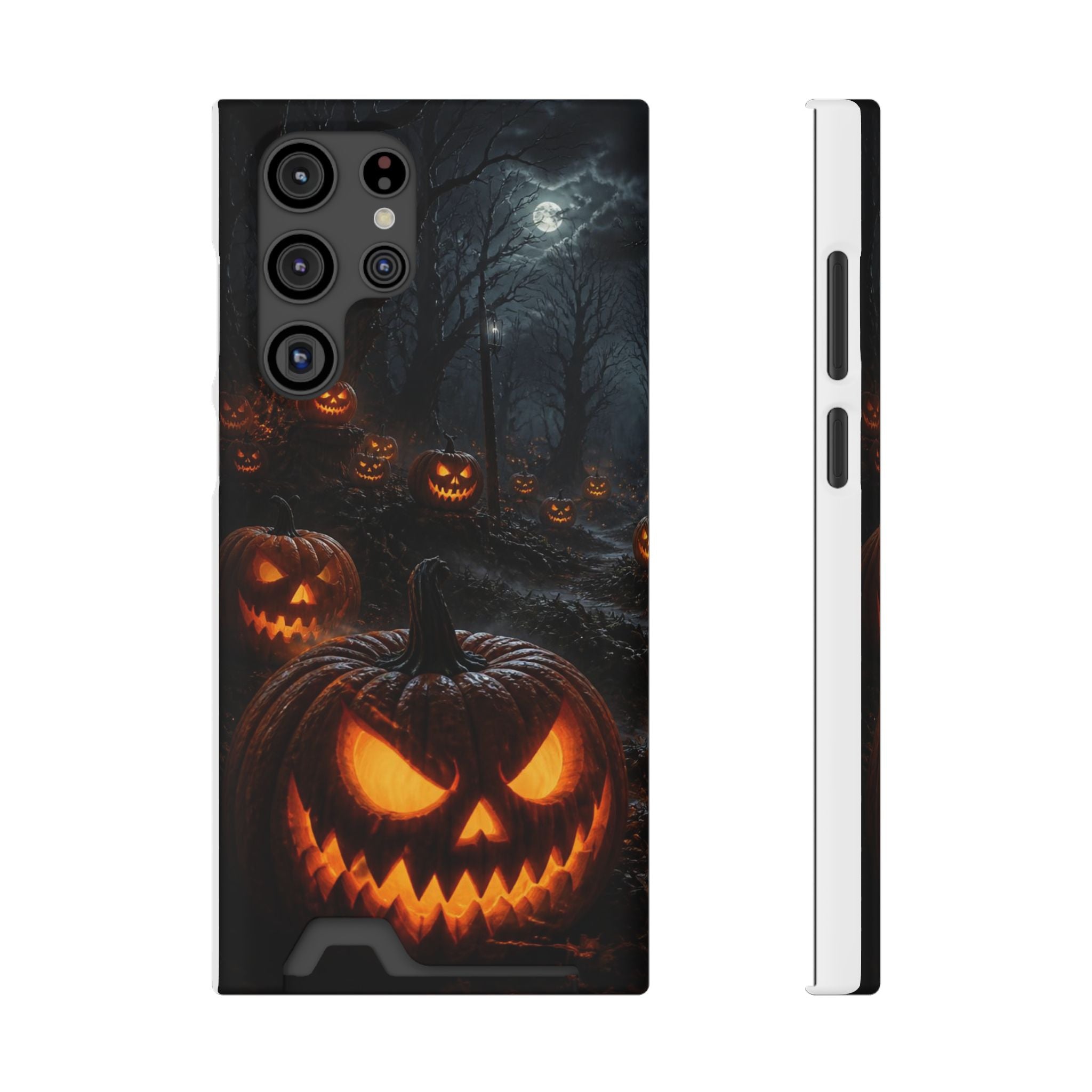 Halloween Jack-O'-Lantern Phone Card Case — Spooky Pumpkin Wallet Phone Case