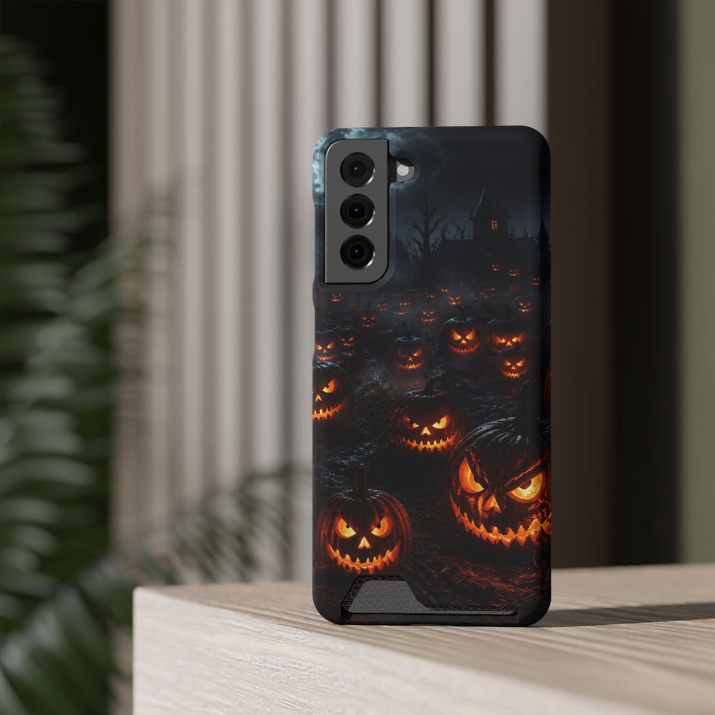 Halloween Jack-o'-Lantern Phone Card Case — Spooky Pumpkin Wallet Case