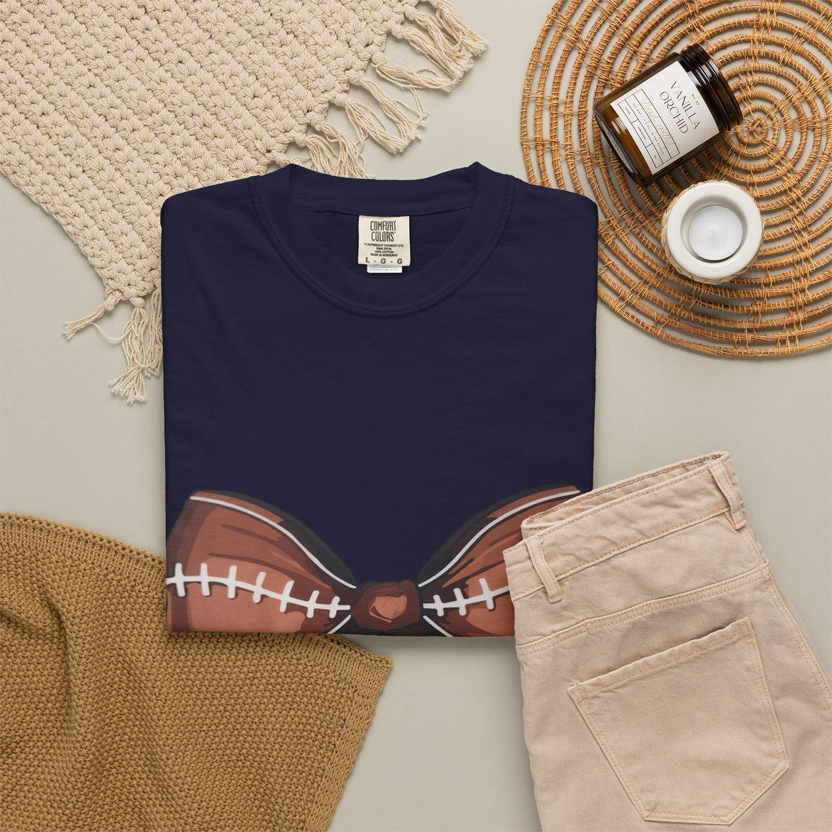 Football Bow T-Shirt — Game Day Sports Bow Graphic Tee