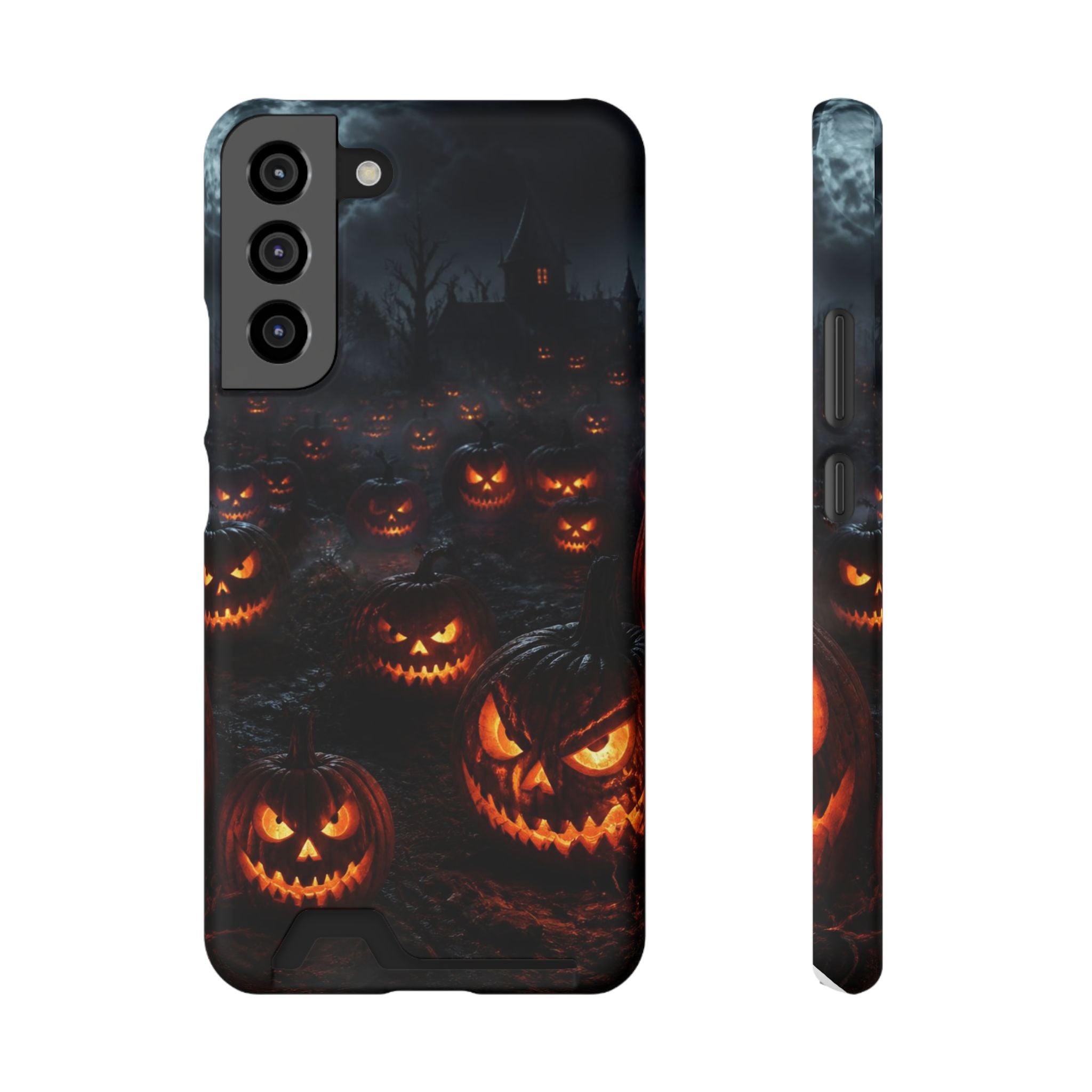 Halloween Jack-o'-Lantern Phone Card Case — Spooky Pumpkin Wallet Case