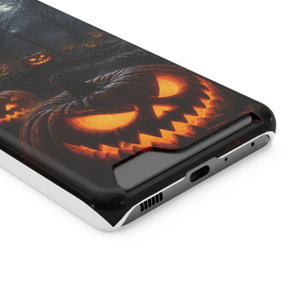 Halloween Jack-O'-Lantern Phone Card Case — Spooky Pumpkin Wallet Phone Case