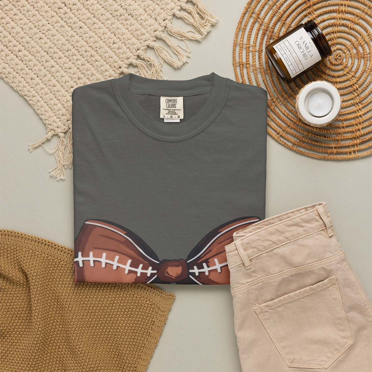 Football Bow T-Shirt — Game Day Sports Bow Graphic Tee