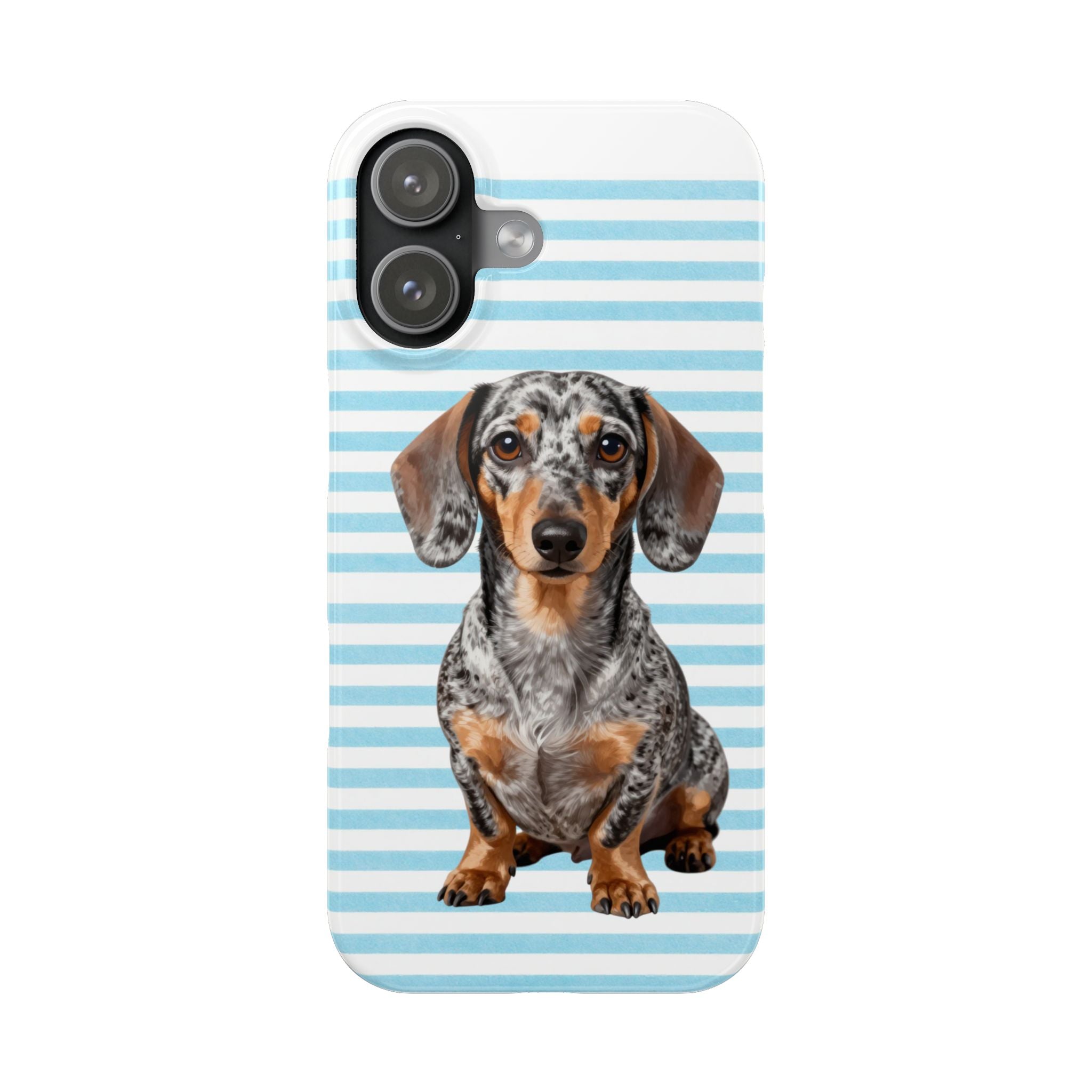 Copy of Dachshund Slim Phone Case — Blue Striped Cute Dapple Sausage Dog Phone Cover