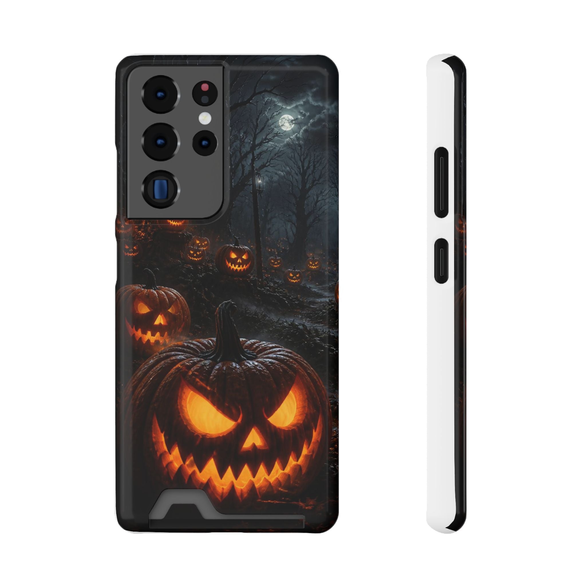 Halloween Jack-O'-Lantern Phone Card Case — Spooky Pumpkin Wallet Phone Case