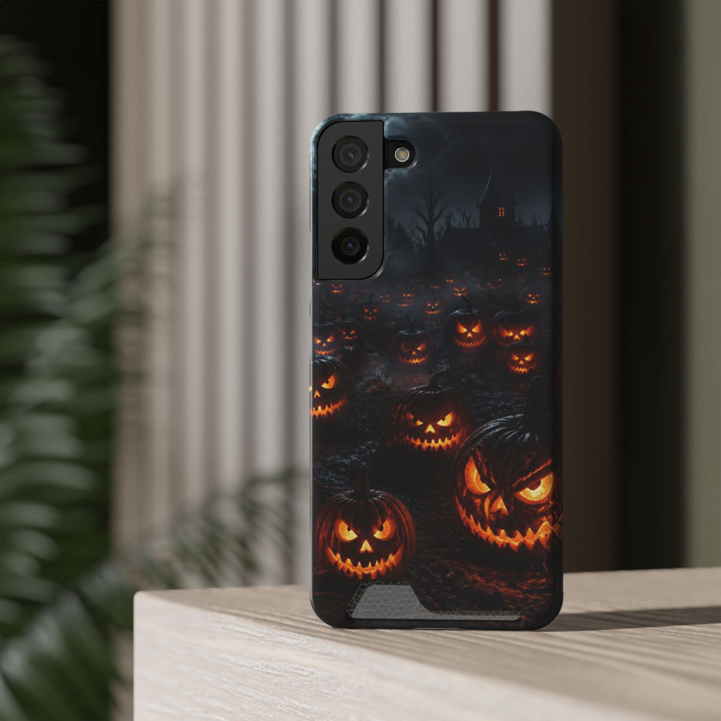 Halloween Jack-o'-Lantern Phone Card Case — Spooky Pumpkin Wallet Case
