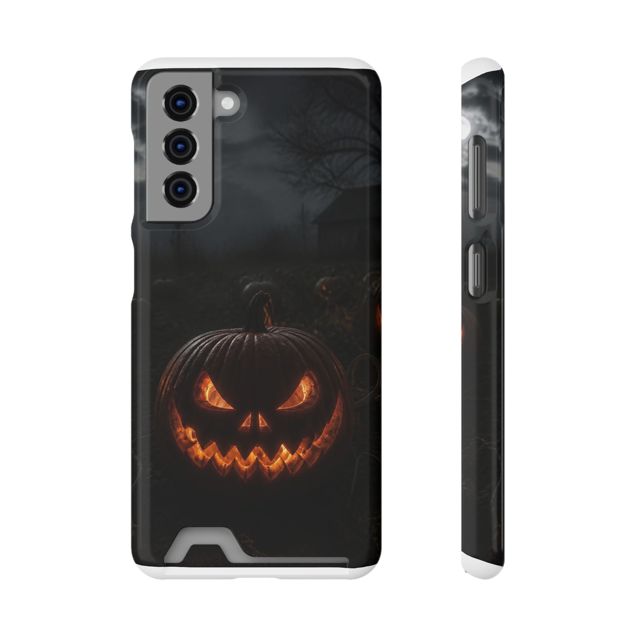 Jack-O'-Lantern Halloween Phone Card Case — Spooky Pumpkin Wallet Phone Case