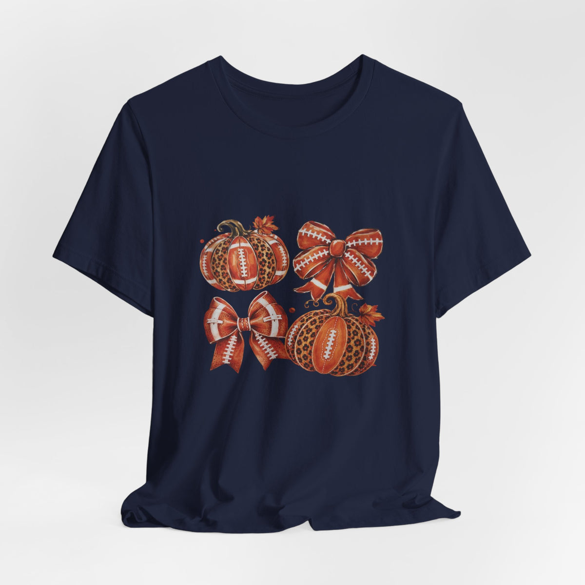 Pumpkin & Bow Fall Tee — Rustic Thanksgiving Pumpkin Graphic T-Shirt