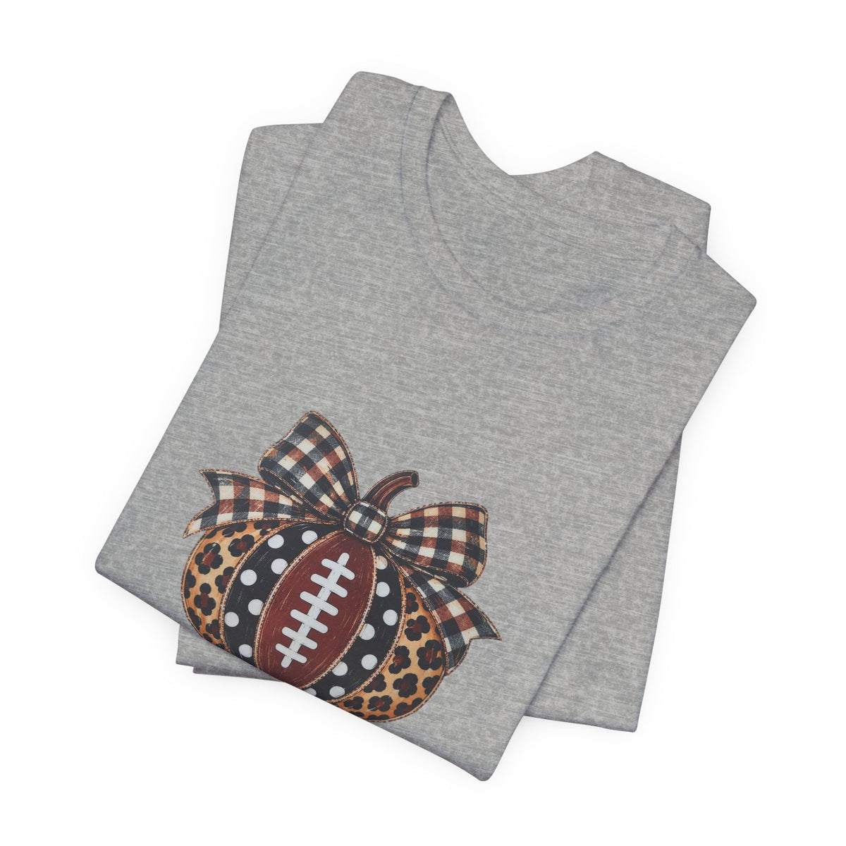 Football Pumpkin Tee — Leopard & Buffalo Plaid Bow Fall Football Shirt