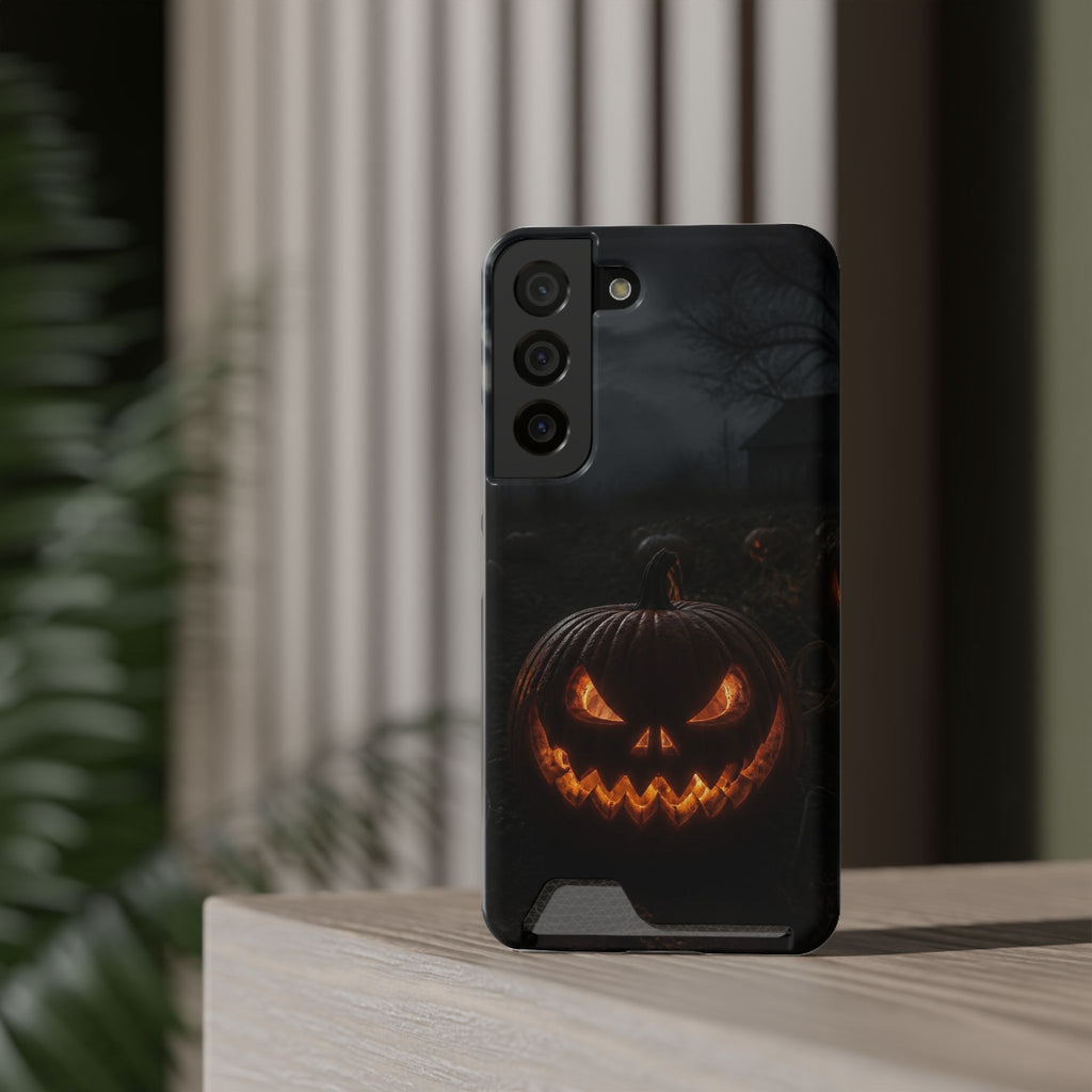 Jack-O'-Lantern Halloween Phone Card Case — Spooky Pumpkin Wallet Phone Case