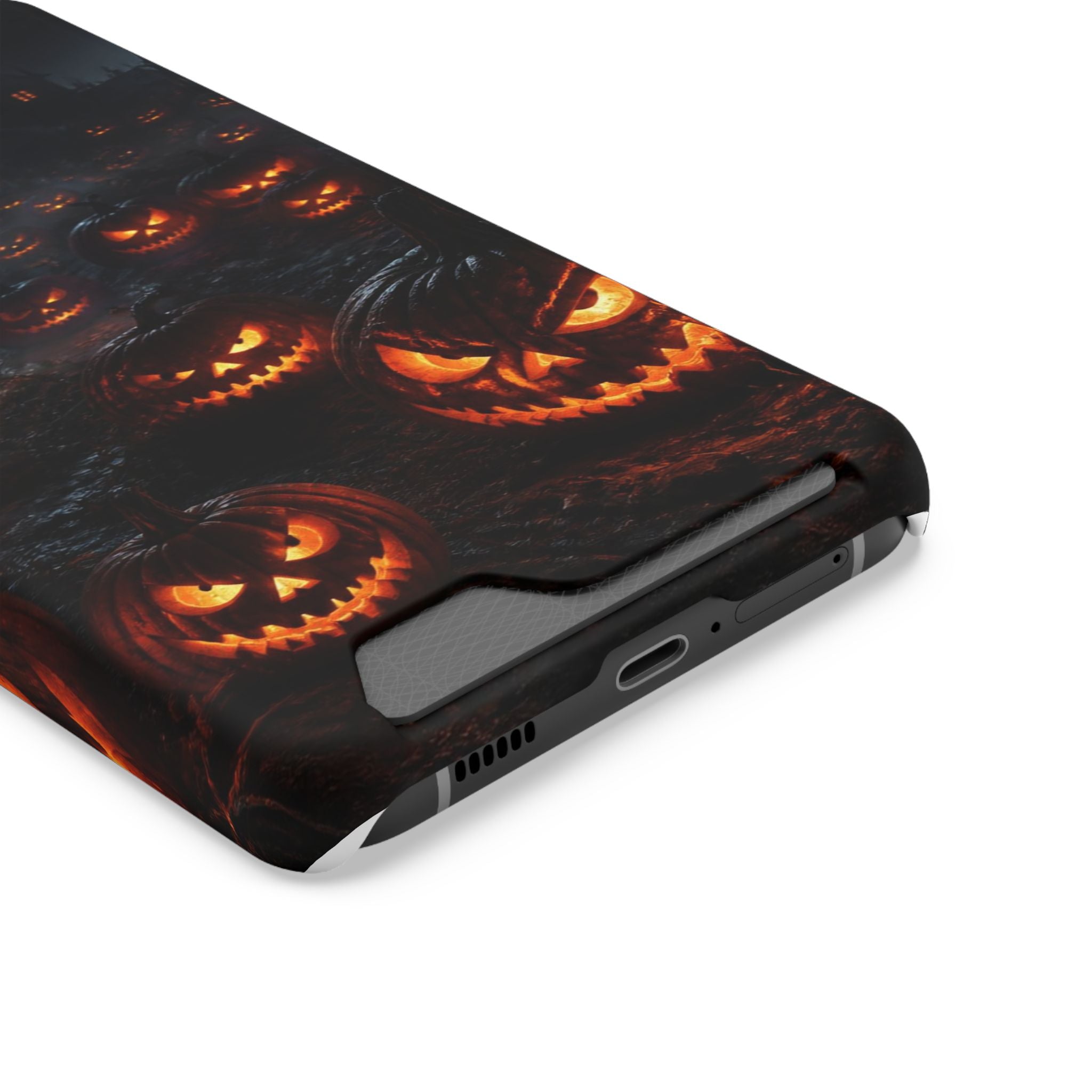 Halloween Jack-o'-Lantern Phone Card Case — Spooky Pumpkin Wallet Case
