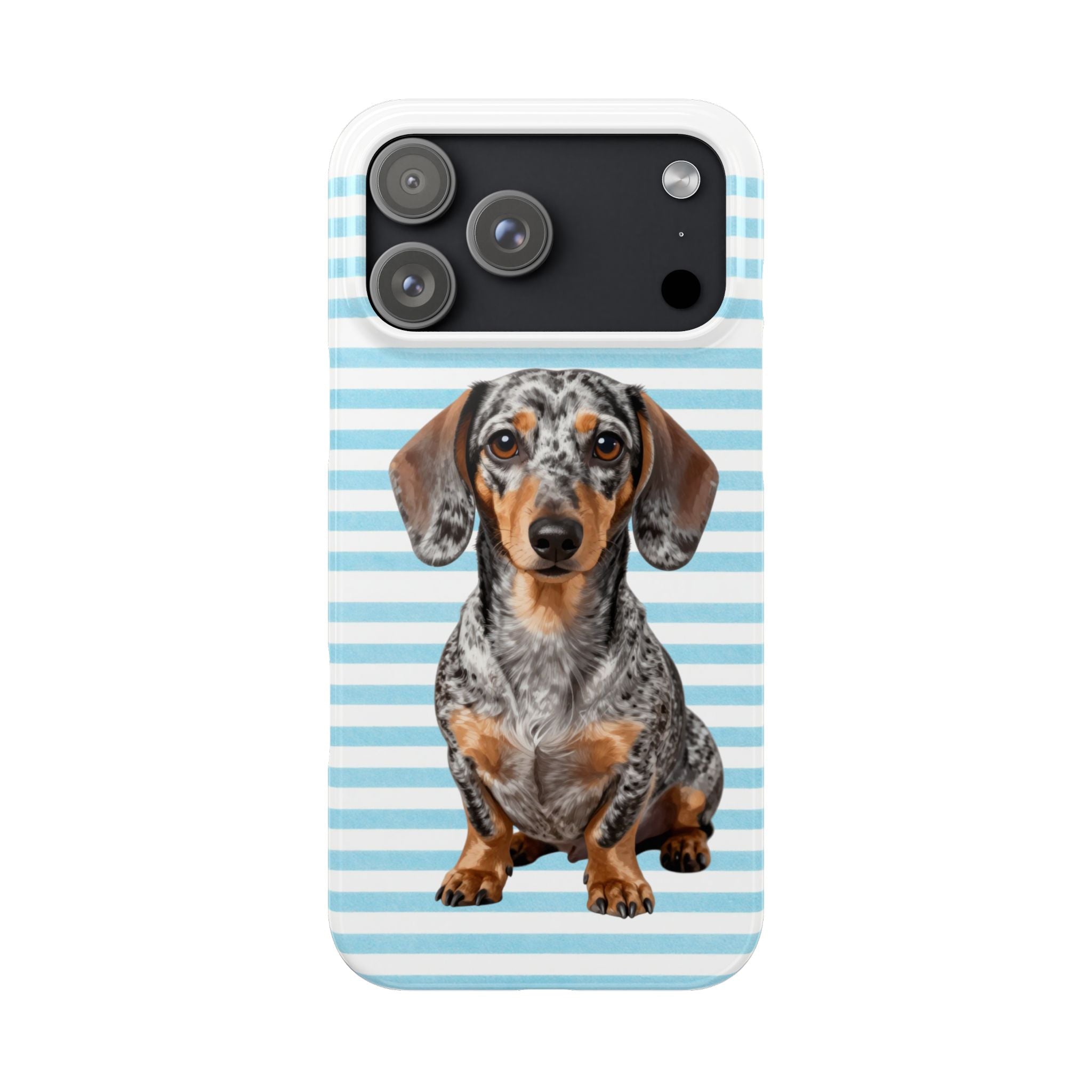 Copy of Dachshund Slim Phone Case — Blue Striped Cute Dapple Sausage Dog Phone Cover