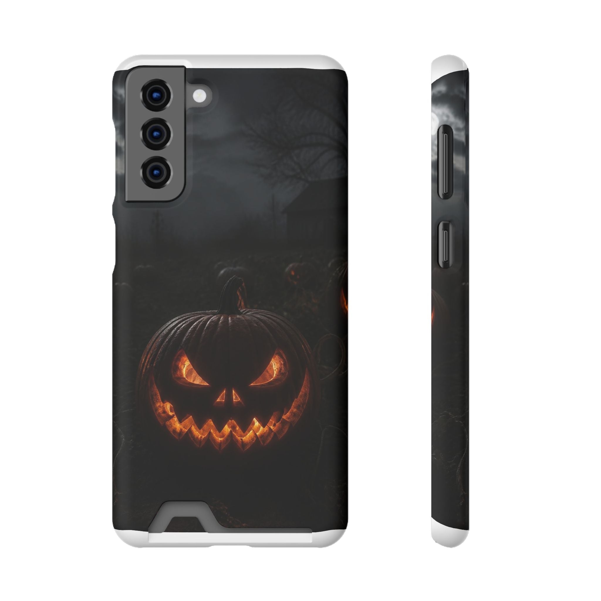 Jack-O'-Lantern Halloween Phone Card Case — Spooky Pumpkin Wallet Phone Case
