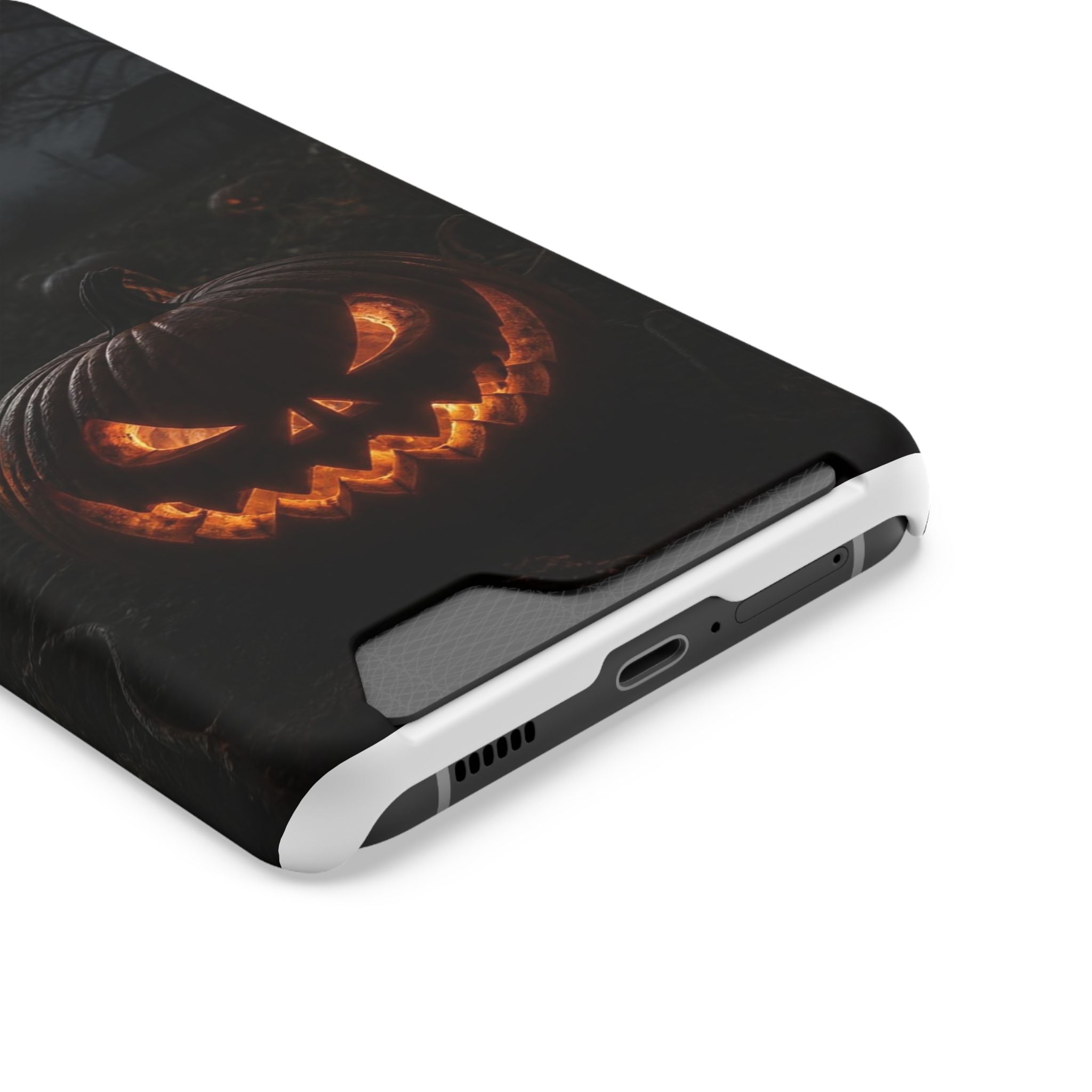 Jack-O'-Lantern Halloween Phone Card Case — Spooky Pumpkin Wallet Phone Case