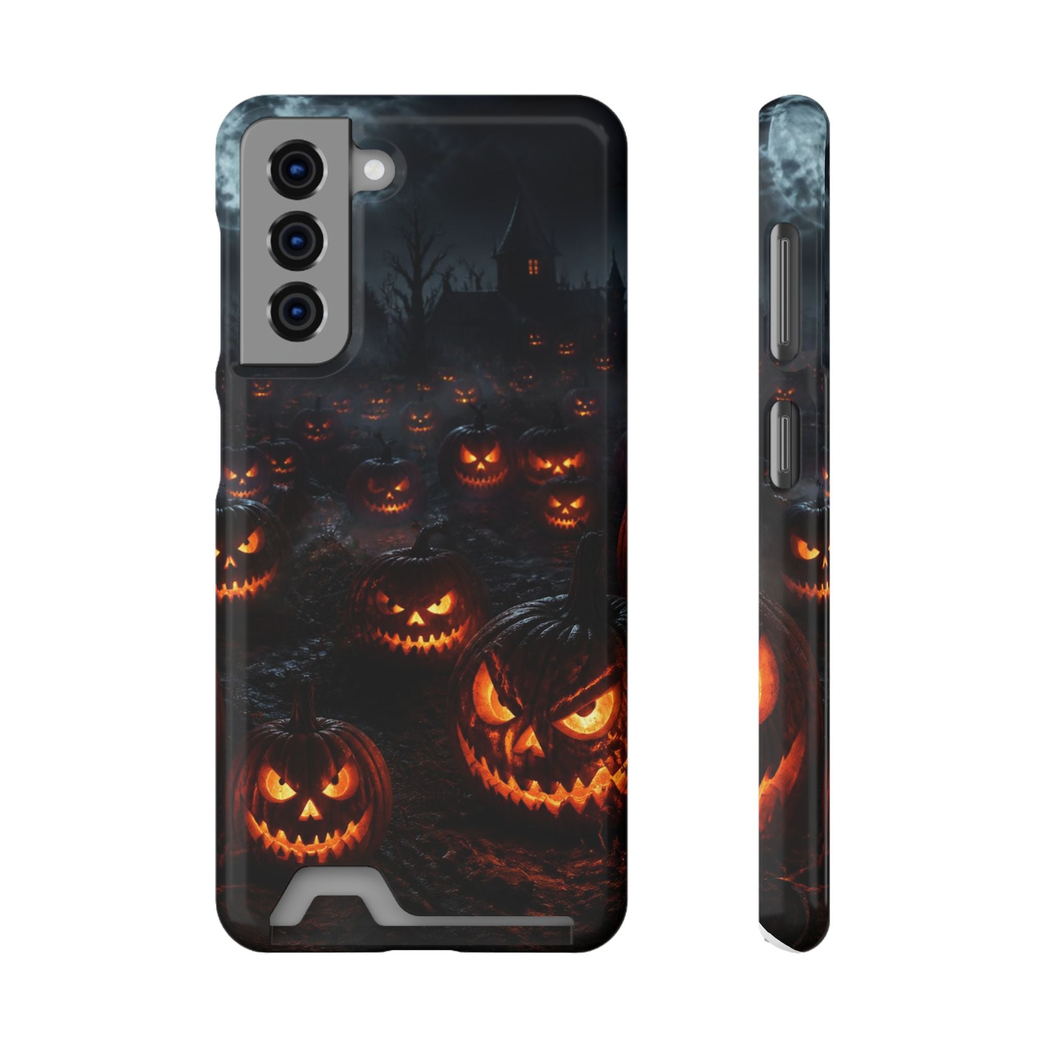 Halloween Jack-o'-Lantern Phone Card Case — Spooky Pumpkin Wallet Case
