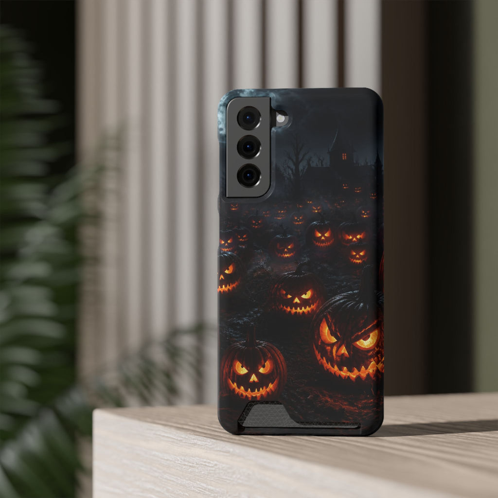 Halloween Jack-o'-Lantern Phone Card Case — Spooky Pumpkin Wallet Case