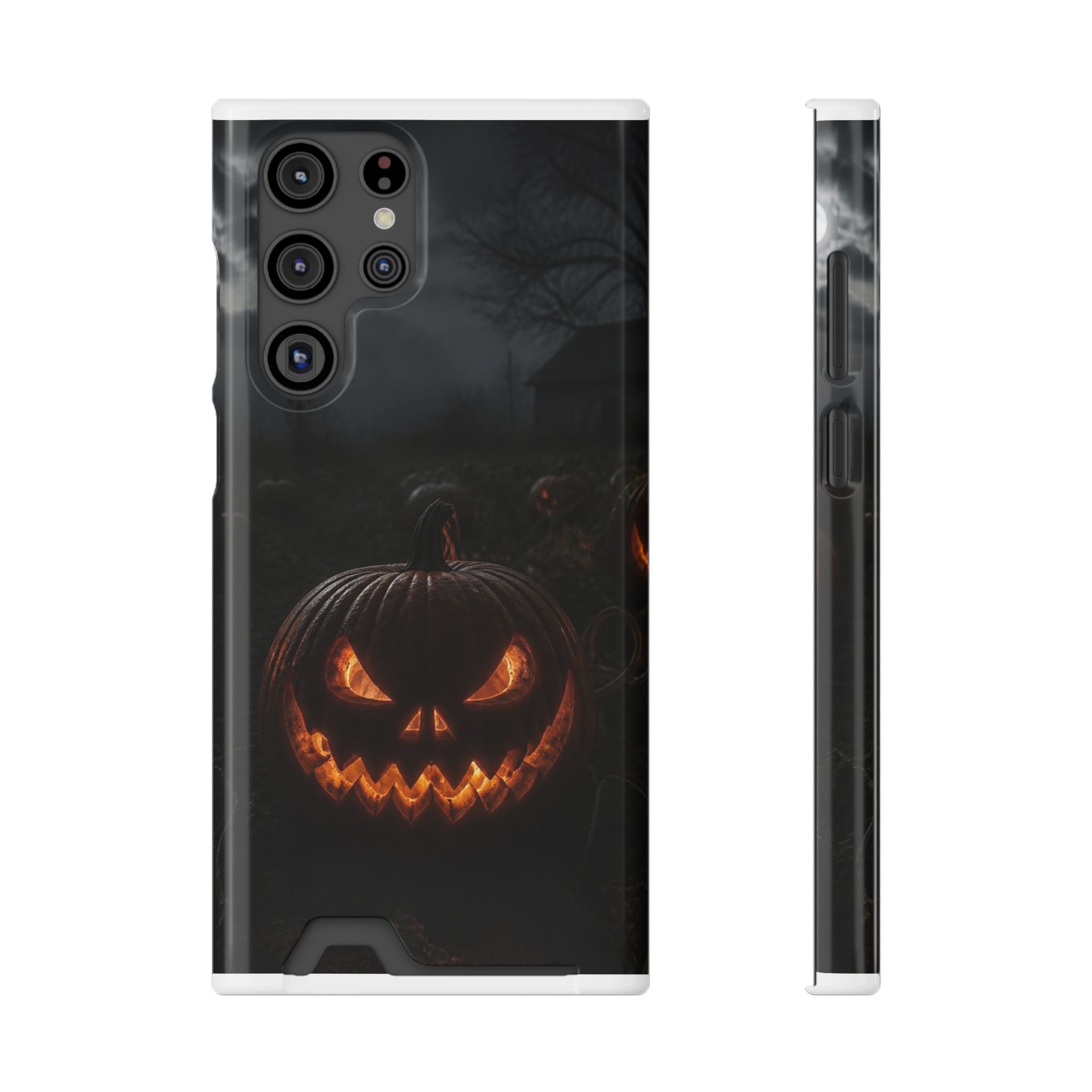 Jack-O'-Lantern Halloween Phone Card Case — Spooky Pumpkin Wallet Phone Case