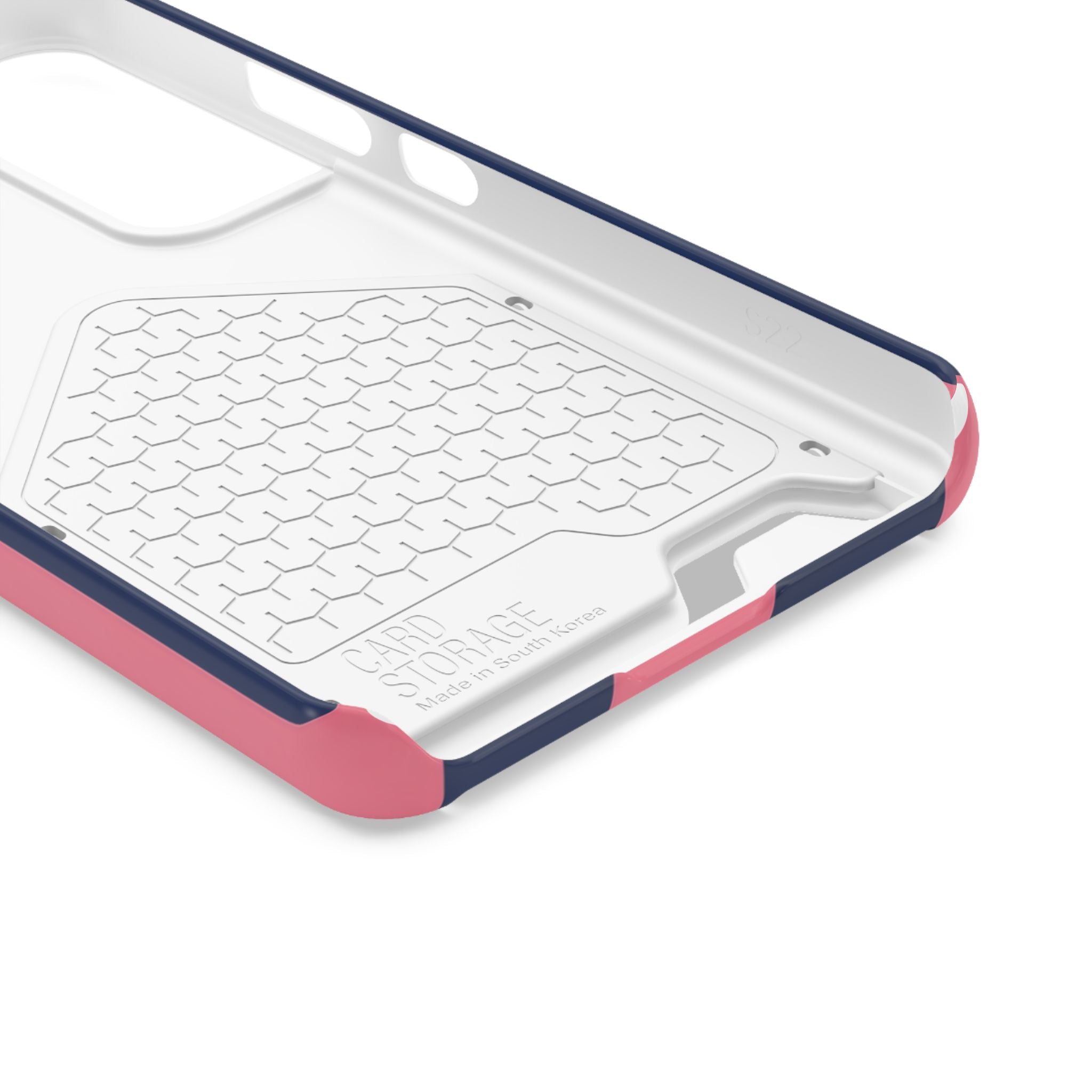 Dachshund Stripe Phone Case with Card Holder — Pink & Navy Cute Dog Wallet Case