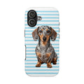 Dapple Dachshund Tough Phone Case — Protective iPhone Case with Cute Blue Stripes