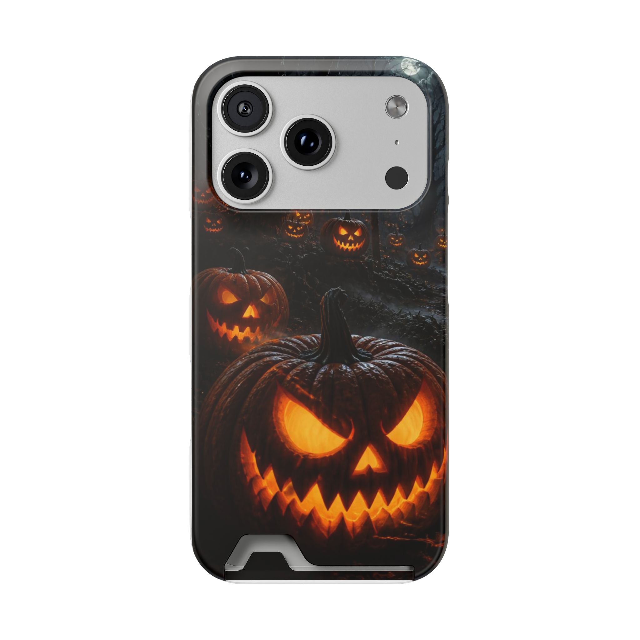 Halloween Jack-O'-Lantern Phone Card Case — Spooky Pumpkin Night Wallet Case