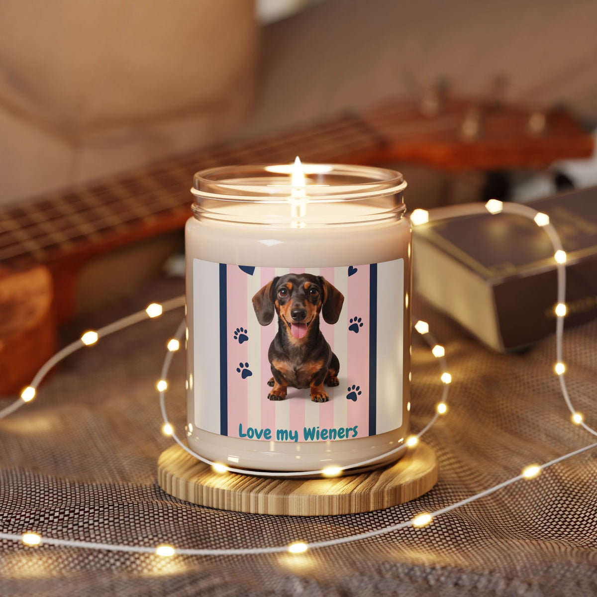 Soy Candle — "Love My Wieners" Dachshund Scented Candle, 9oz