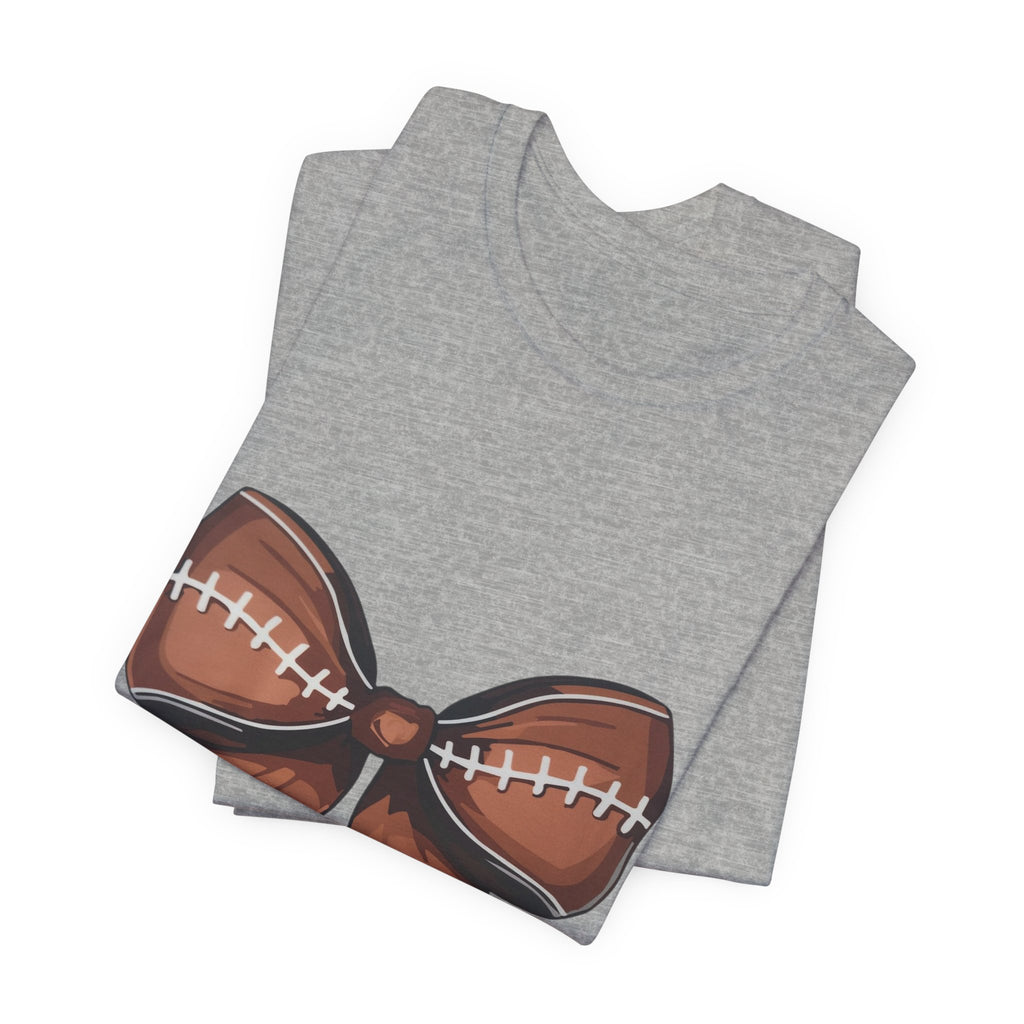 Football Bow T-Shirt — Cute Sports Bow Tee for Game Day