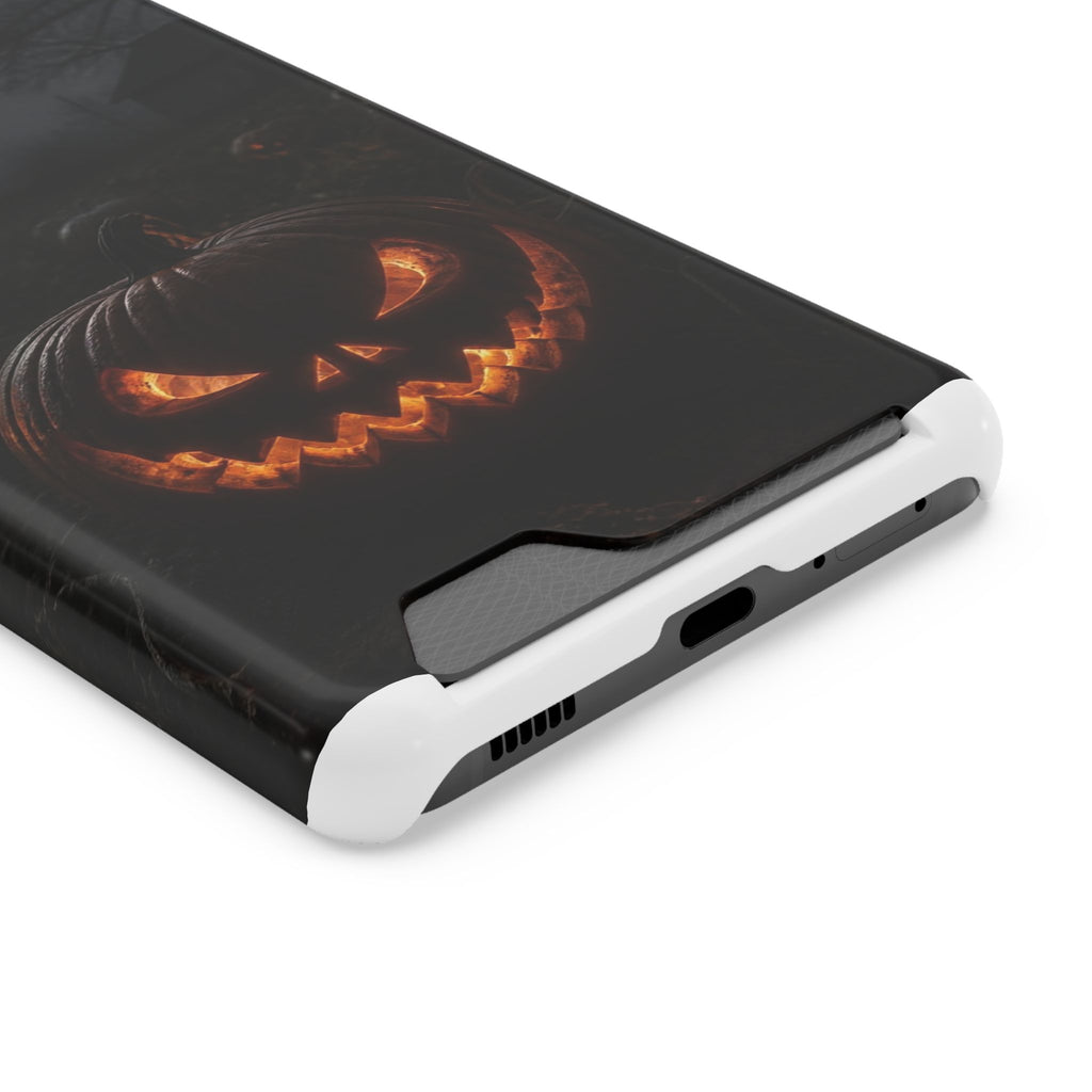 Jack-O'-Lantern Halloween Phone Card Case — Spooky Pumpkin Wallet Phone Case