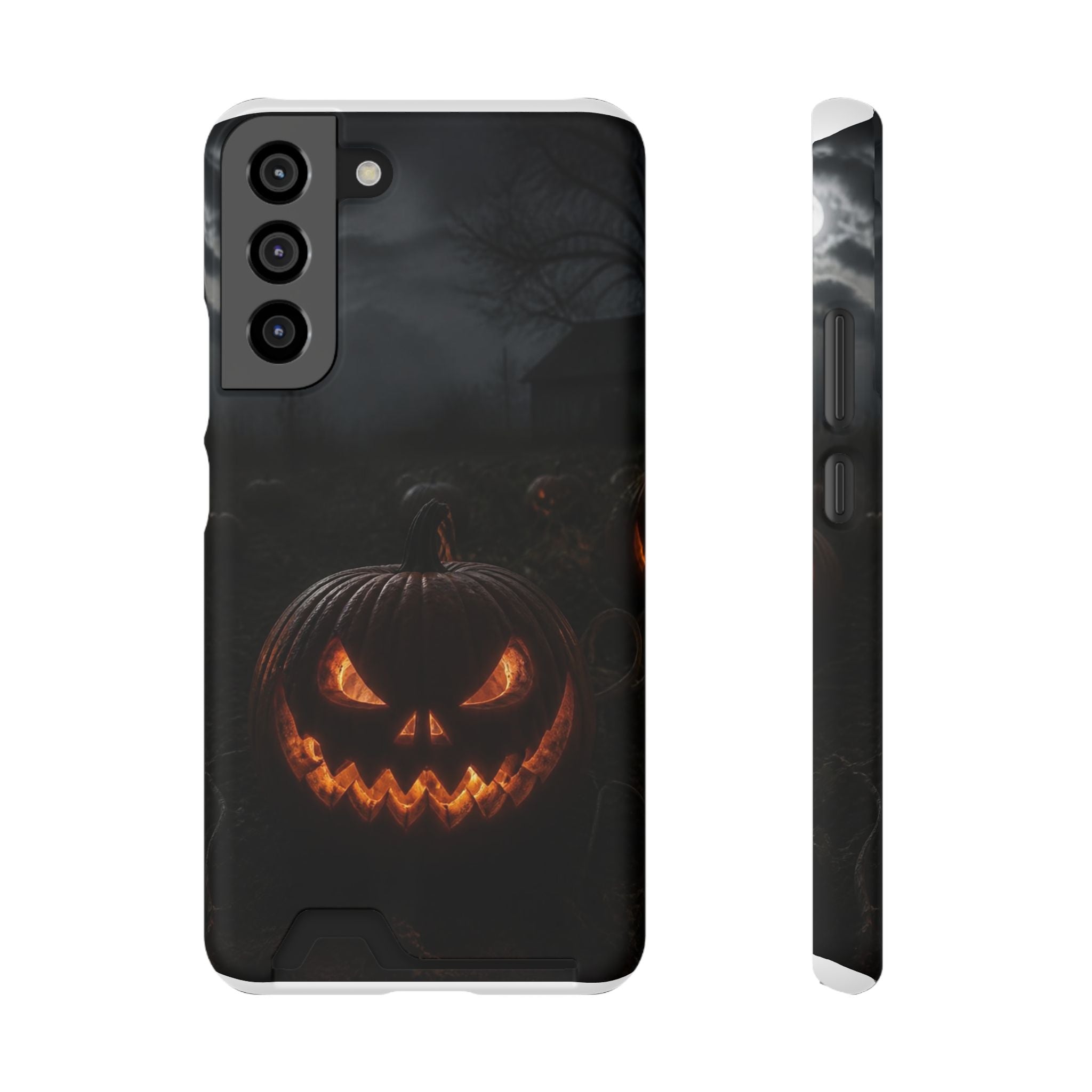Jack-O'-Lantern Halloween Phone Card Case — Spooky Pumpkin Wallet Phone Case