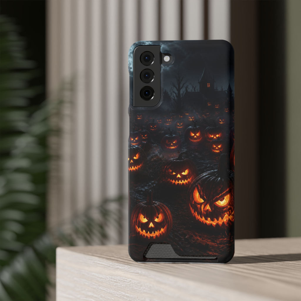 Halloween Jack-o'-Lantern Phone Card Case — Spooky Pumpkin Wallet Case