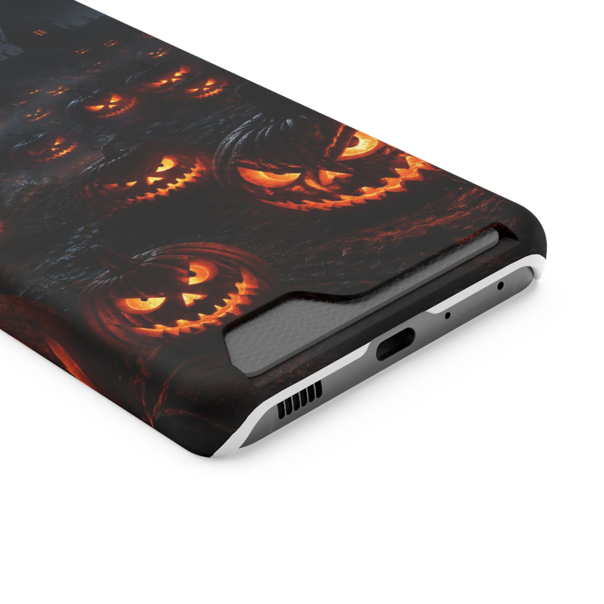 Halloween Jack-o'-Lantern Phone Card Case — Spooky Pumpkin Wallet Case