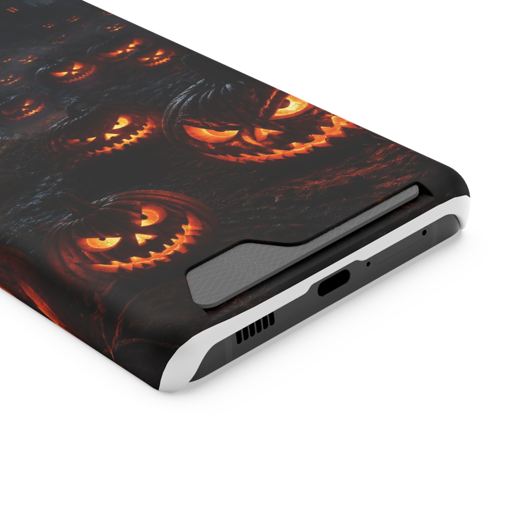 Halloween Jack-o'-Lantern Phone Card Case — Spooky Pumpkin Wallet Case