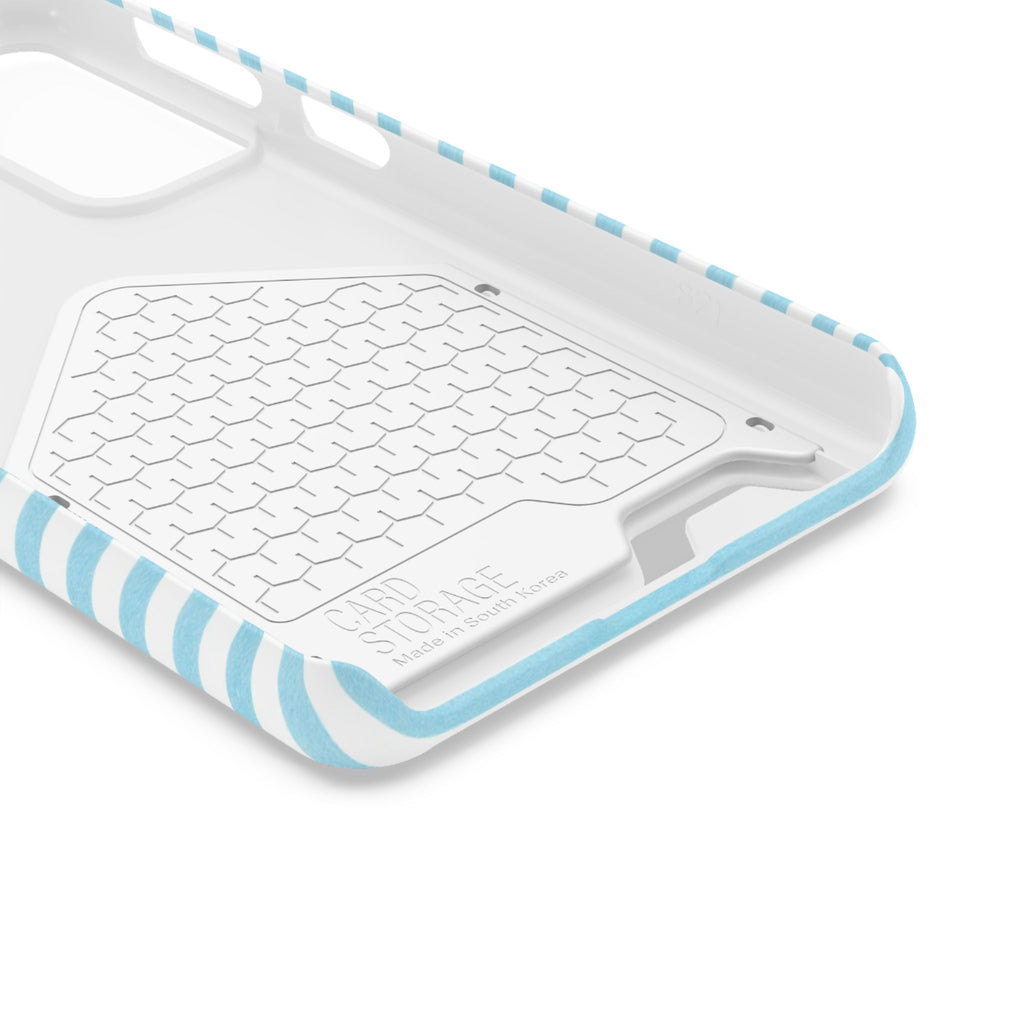 Poodle Stripe Phone Card Case – Blue Striped Wallet Case with Black Poodle