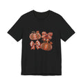 Pumpkin & Bow Fall Tee — Rustic Thanksgiving Pumpkin Graphic T-Shirt