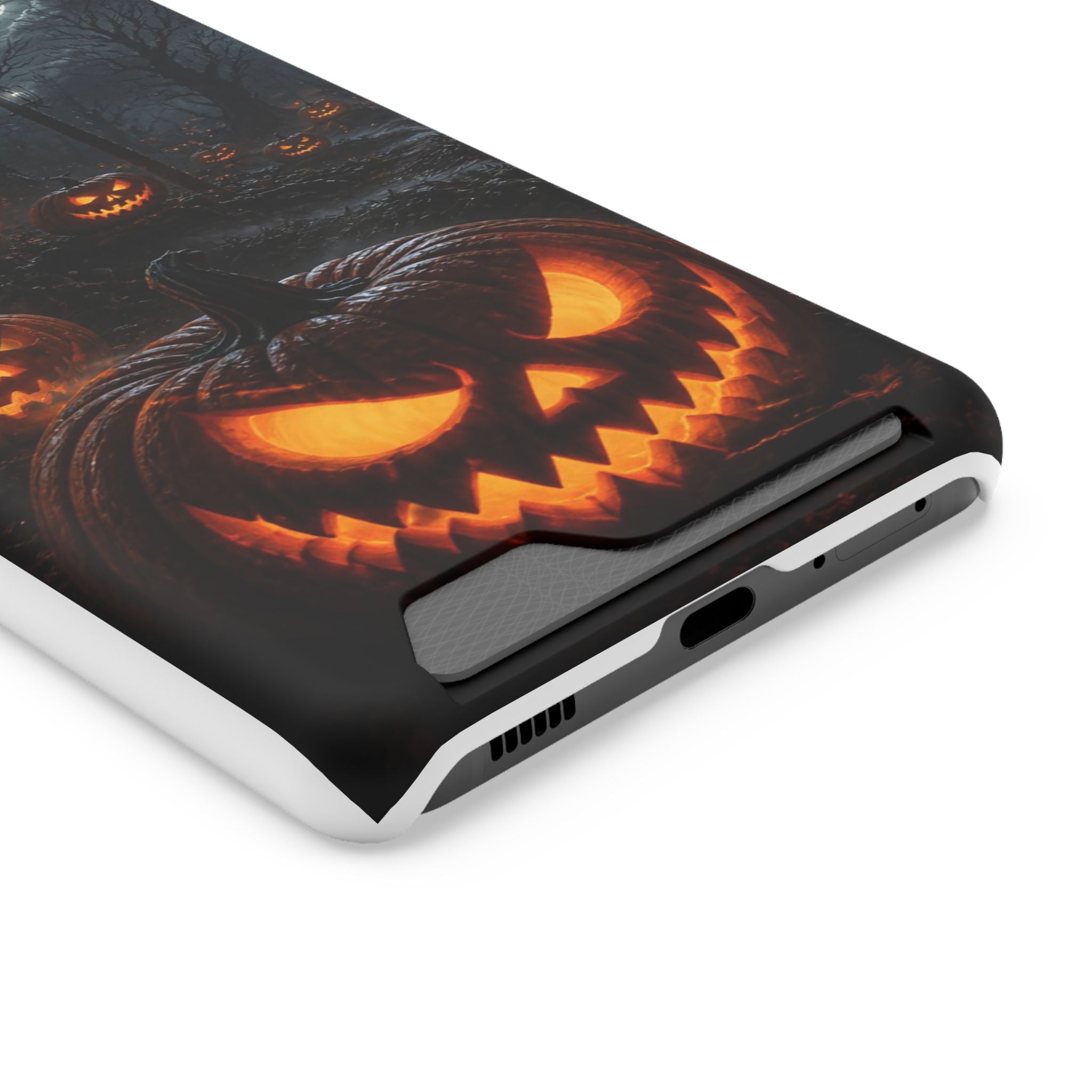 Halloween Jack-O'-Lantern Phone Card Case — Spooky Pumpkin Wallet Phone Case