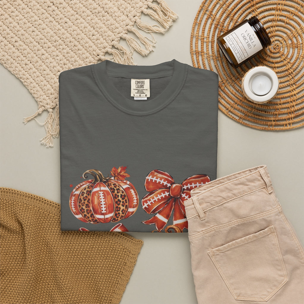 Pumpkin & Bow Fall T‑Shirt — Rustic Autumn Pumpkin Graphic Tee