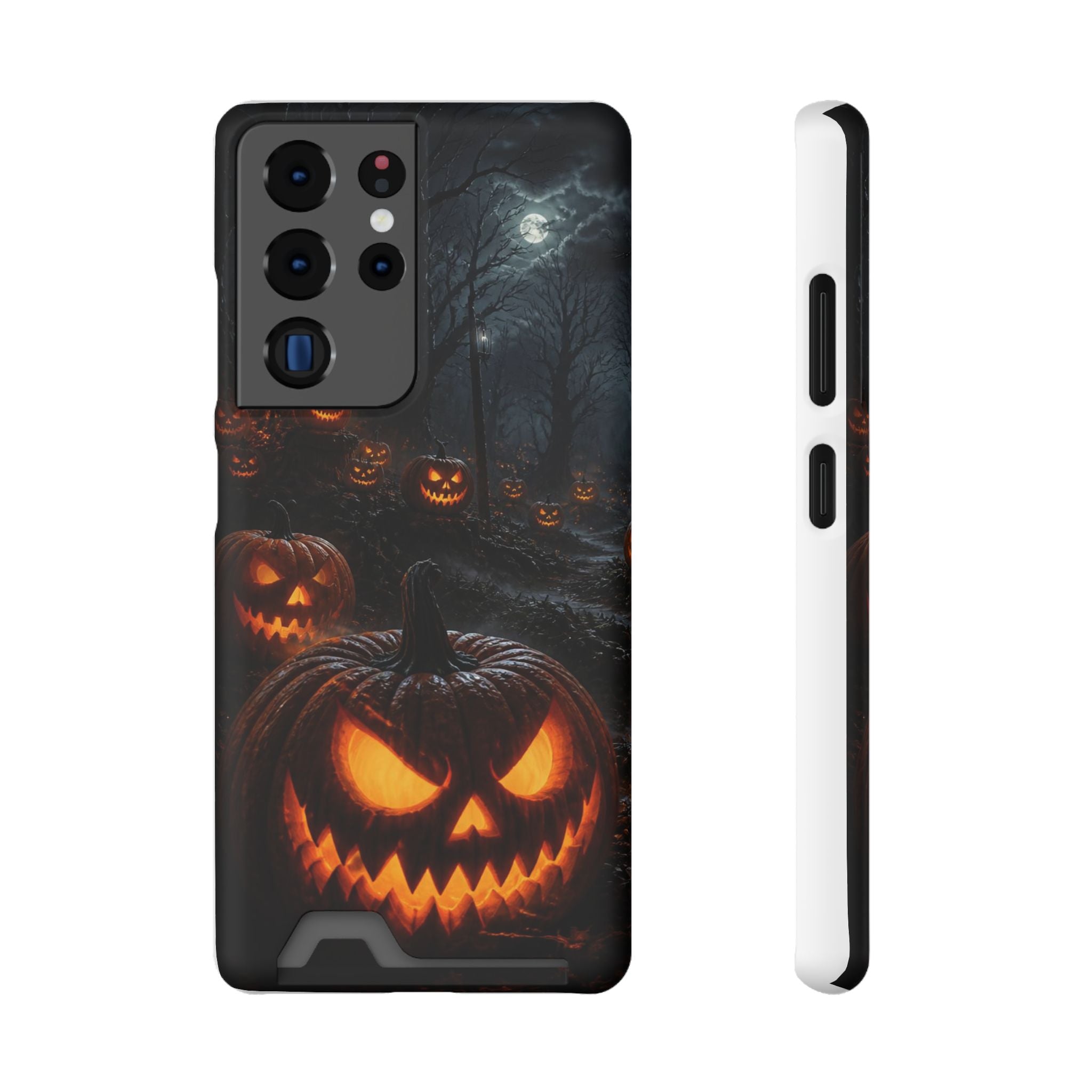 Halloween Jack-O'-Lantern Phone Card Case — Spooky Pumpkin Wallet Phone Case