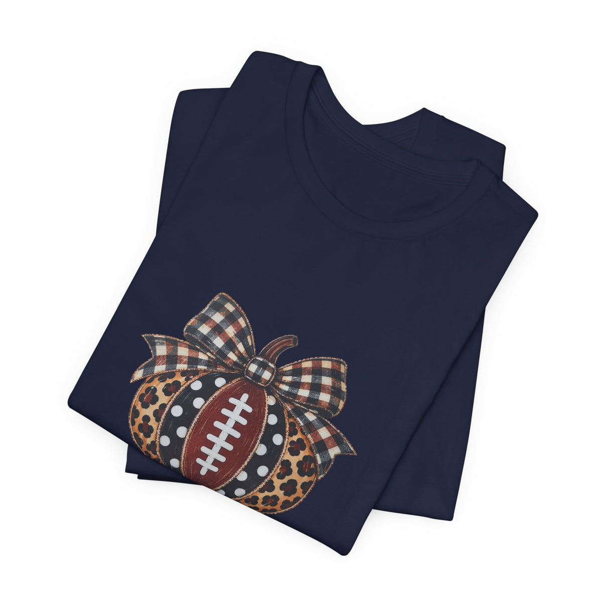 Football Pumpkin Tee — Leopard & Buffalo Plaid Bow Fall Football Shirt