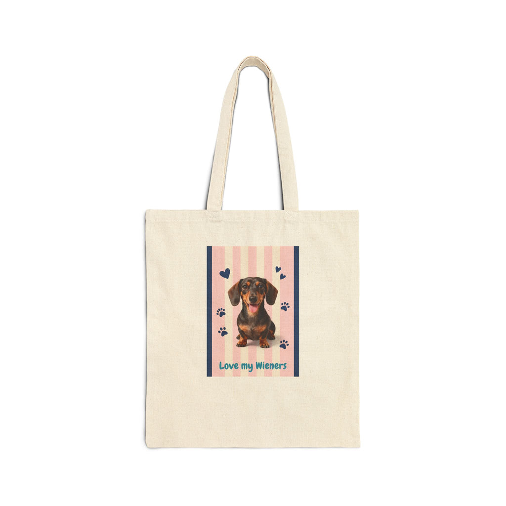 Dachshund Tote Bag - "Love My Wieners" Cute Dog Canvas Shopper