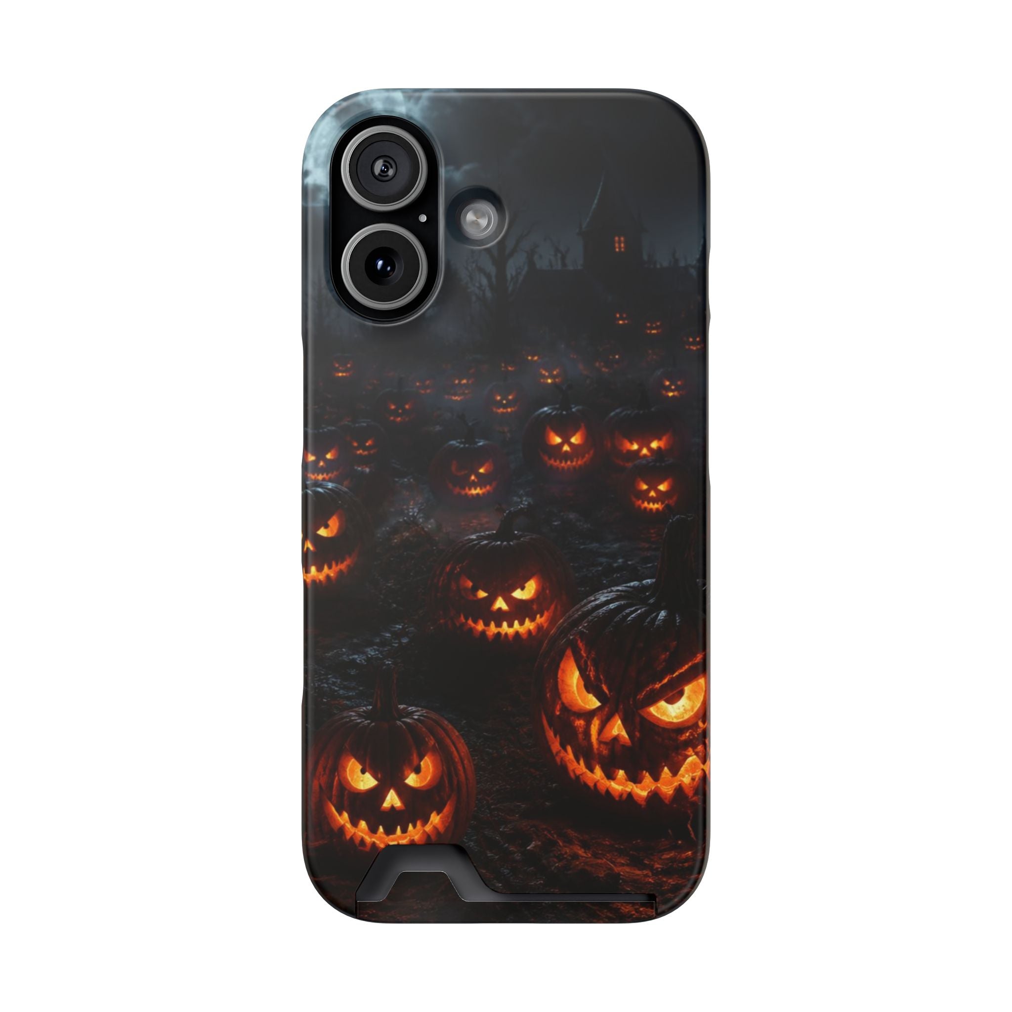 Halloween Jack-o'-Lantern Phone Card Case — Spooky Pumpkin Wallet Case