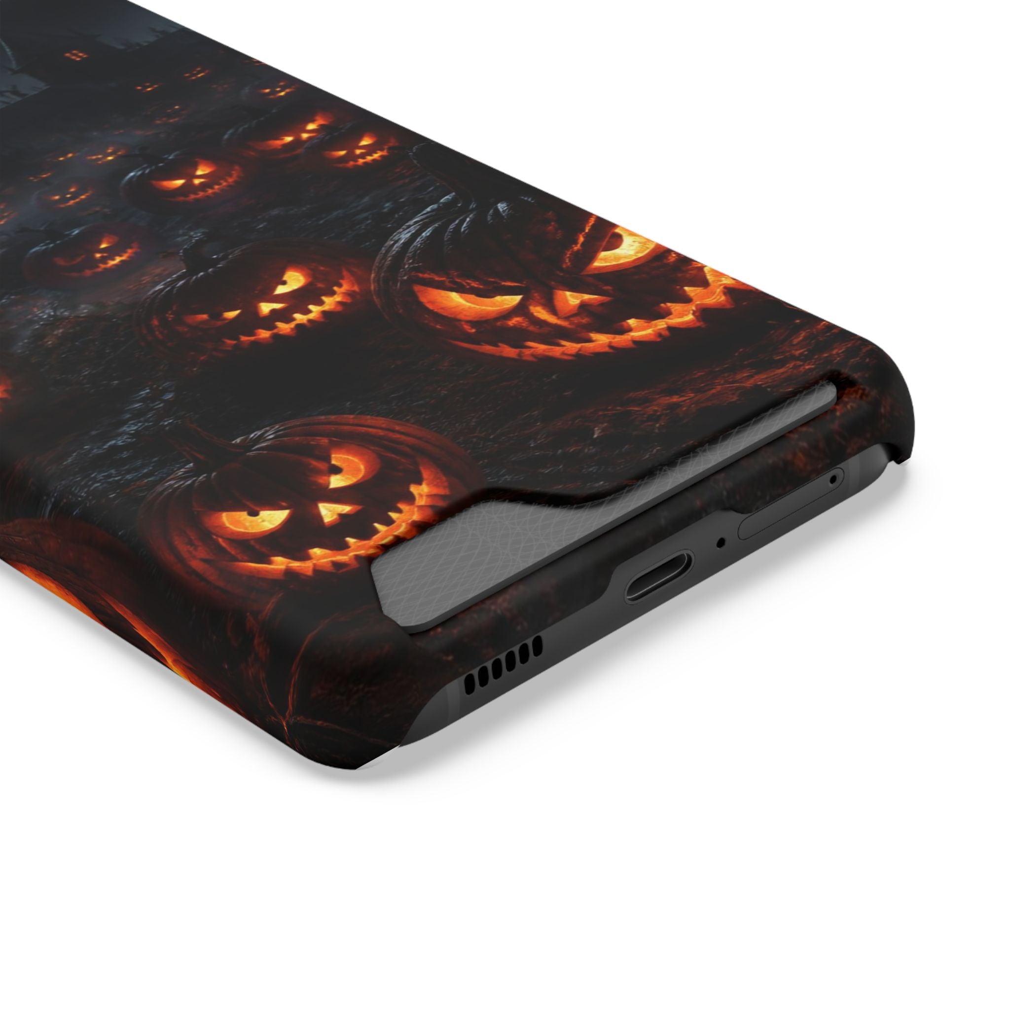 Halloween Jack-o'-Lantern Phone Card Case — Spooky Pumpkin Wallet Case